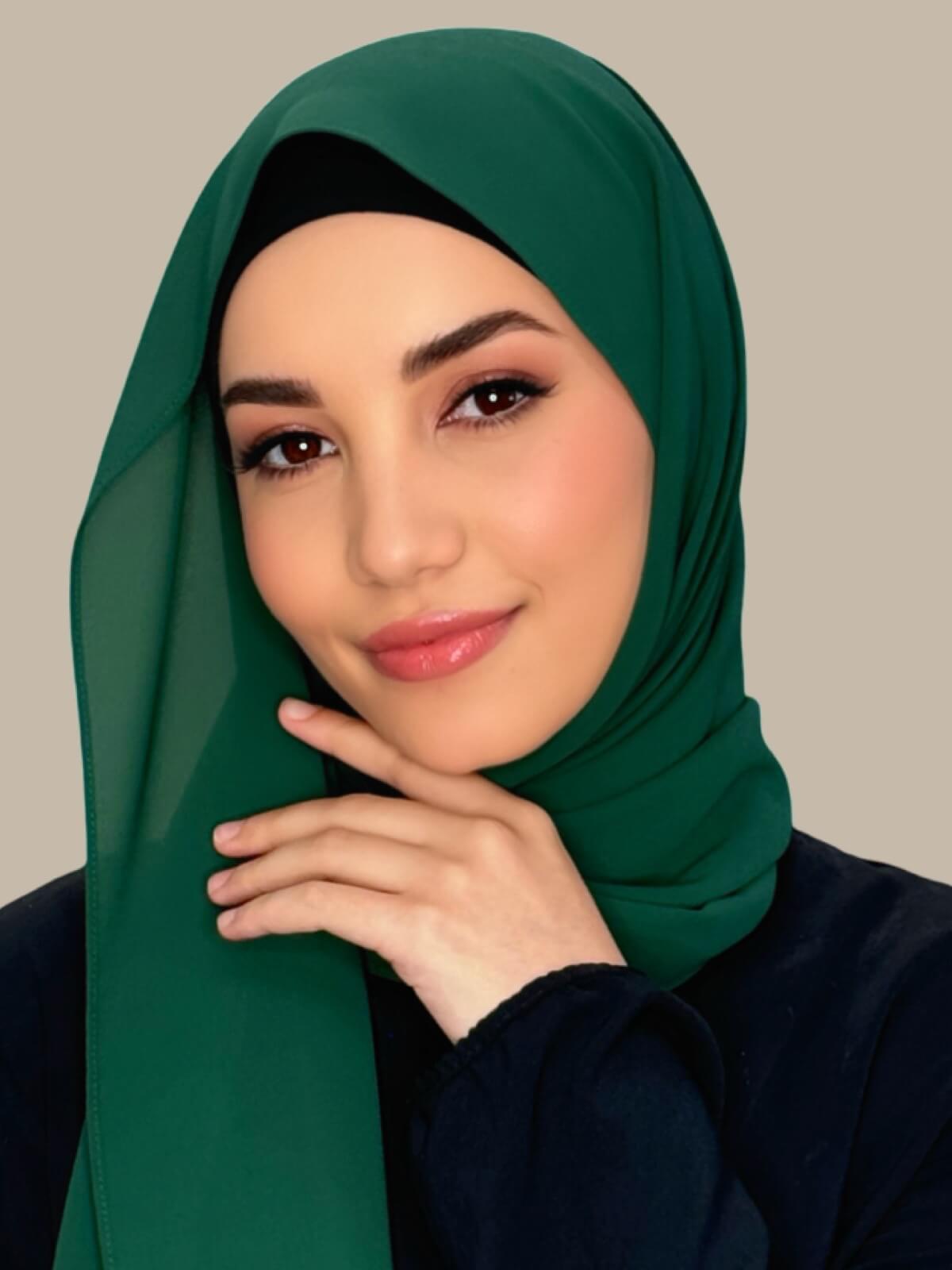 Classic Chiffon Hijab-Forrest Green