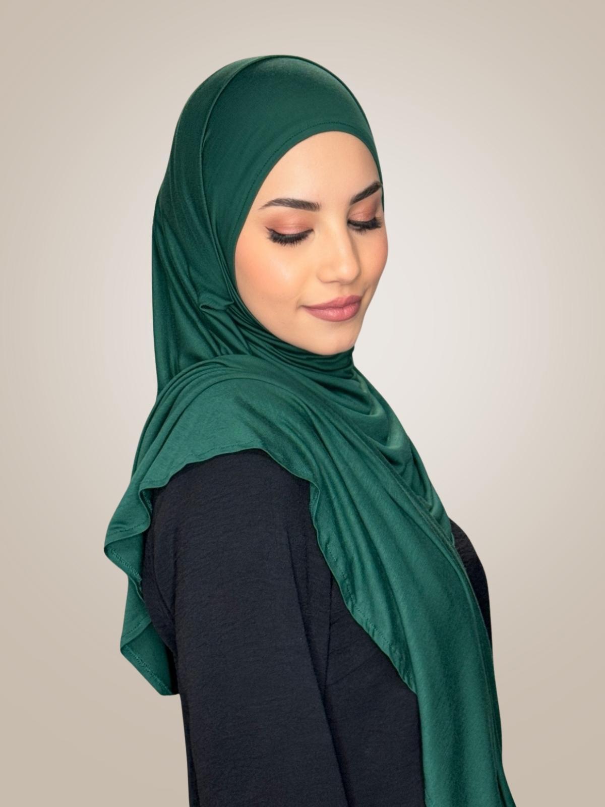 Pre-Sewn Jersey Hijab-Forrest Green
