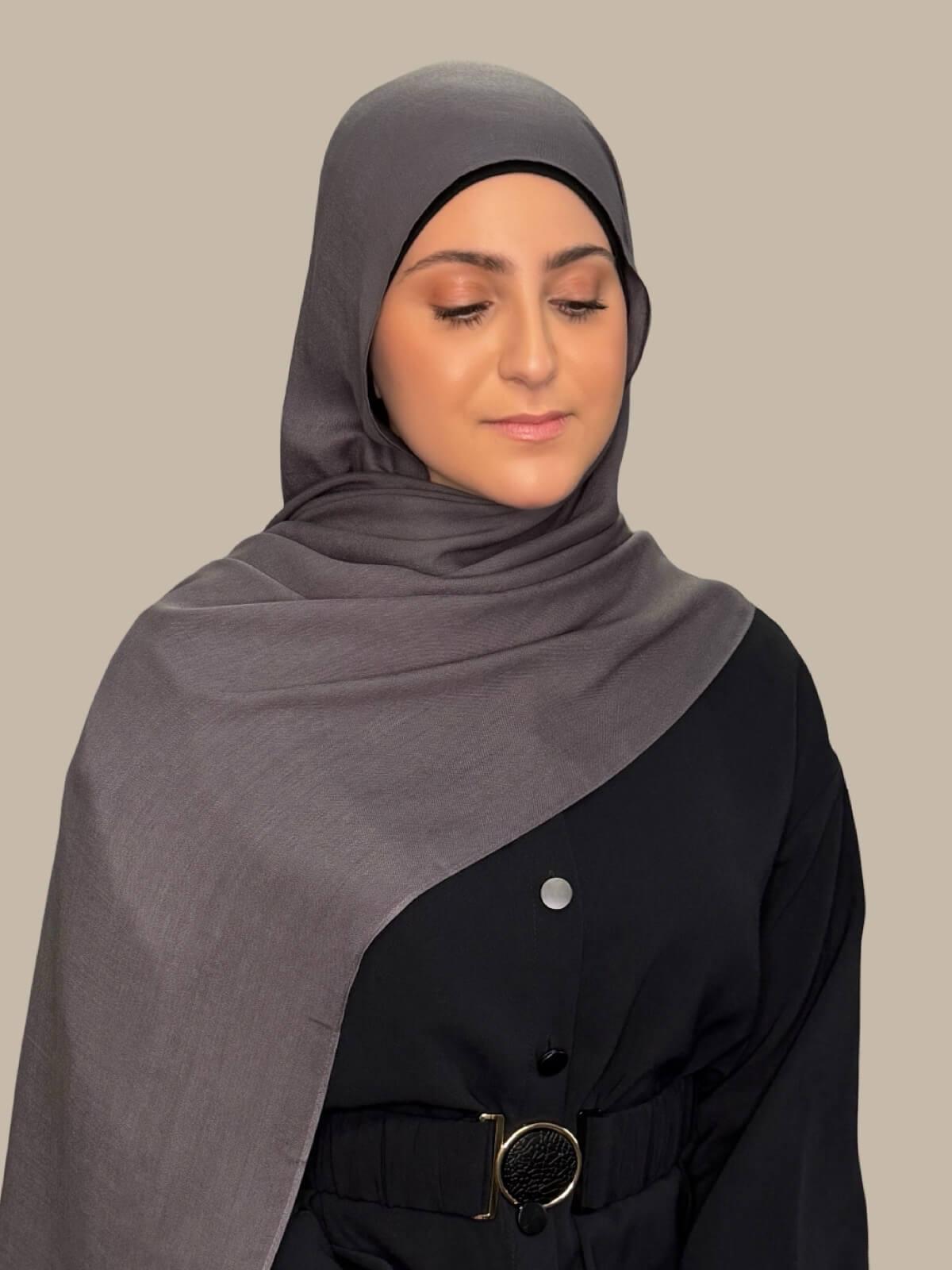 Modish Girl Cotton Modal Hijab-Graphite Grey