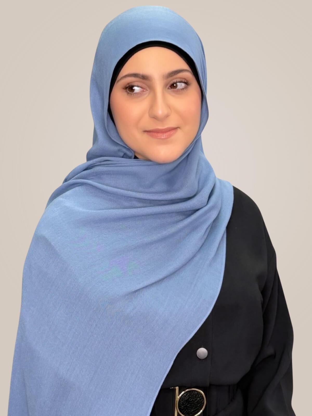 Modish Girl Cotton Modal Hijab-Steel Blue