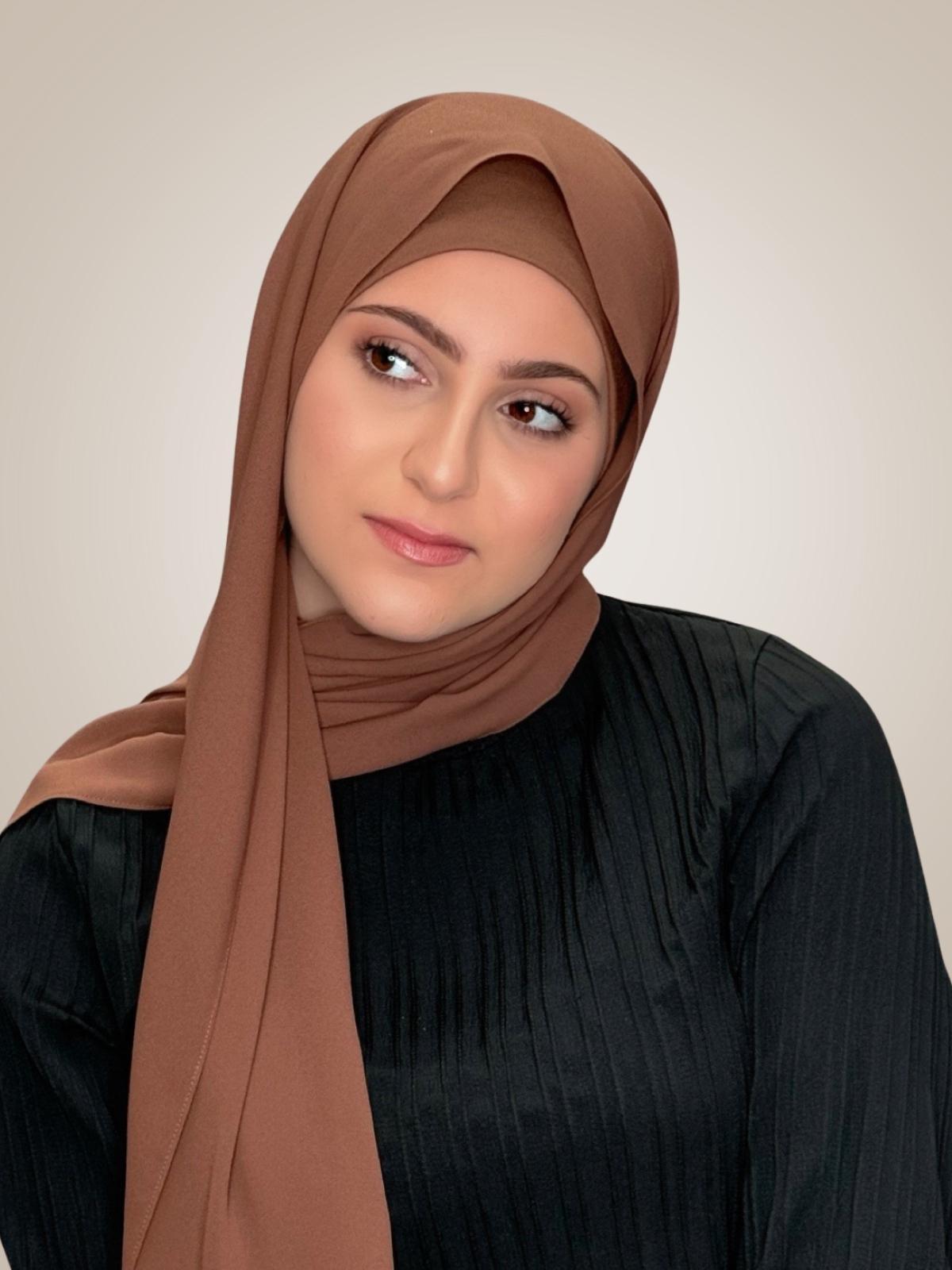 Modish Girl Matching Chiffon Hijab Set-Cinnamon