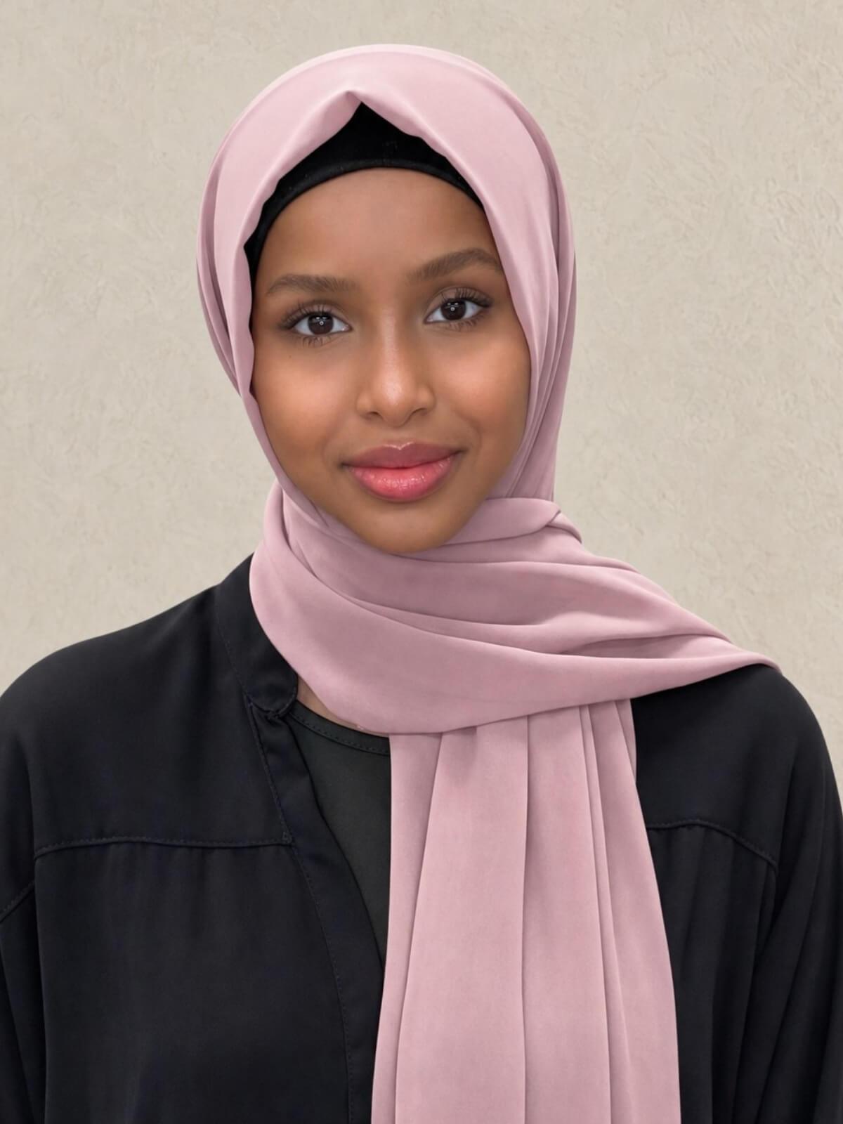 Luxury Chiffon Hijab-Dusty Rose