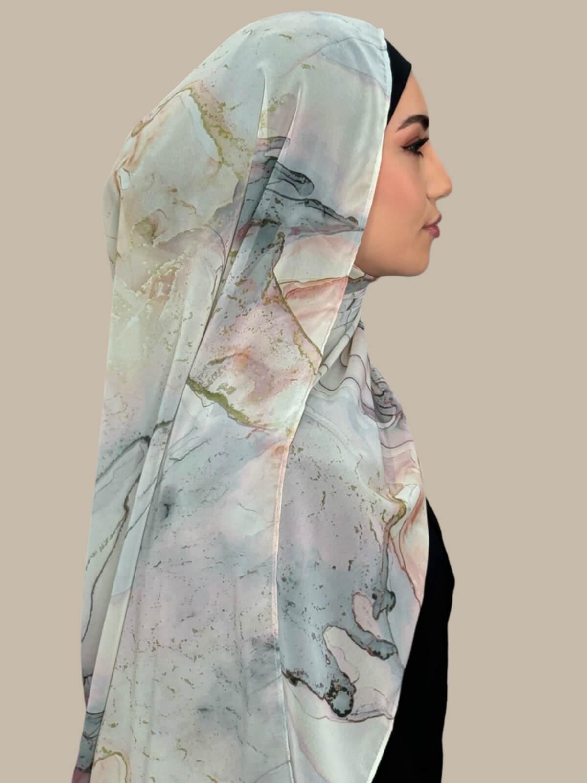 Printed Chiffon Hijab-Blush Quartz