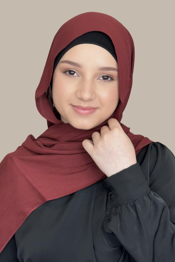 Modish Girl Cotton Modal Hijab-Jam Red