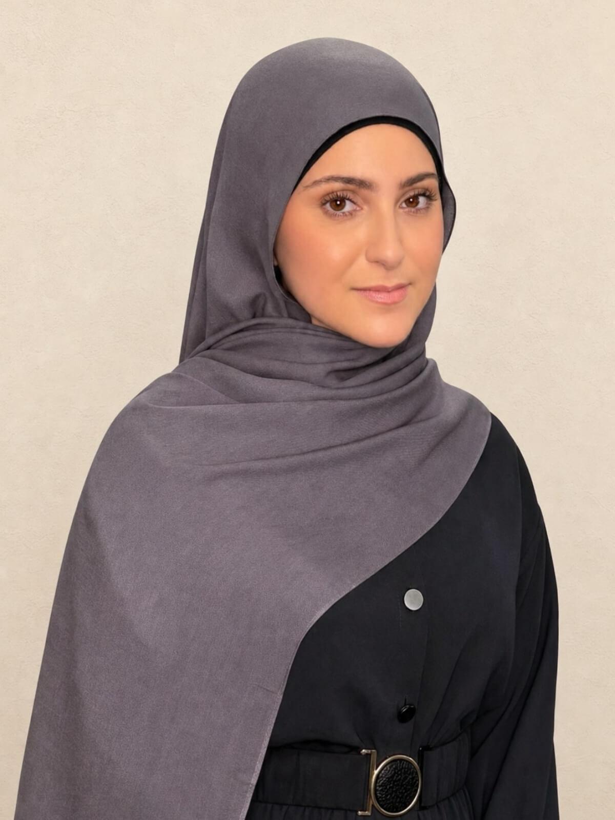 Modish Girl Cotton Modal Hijab-Graphite Grey