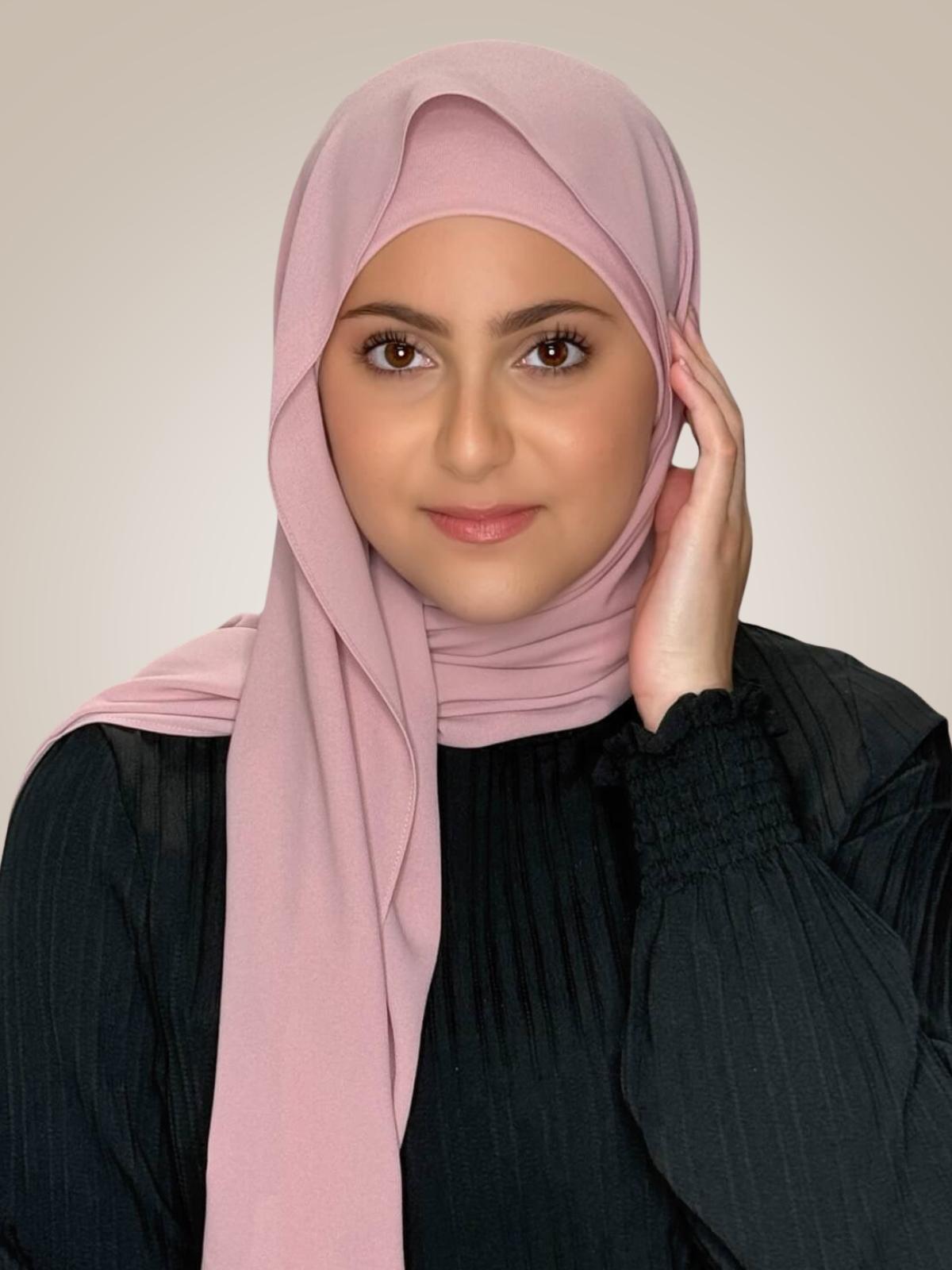 Modish Girl Matching Chiffon Hijab Set-Blush Rose