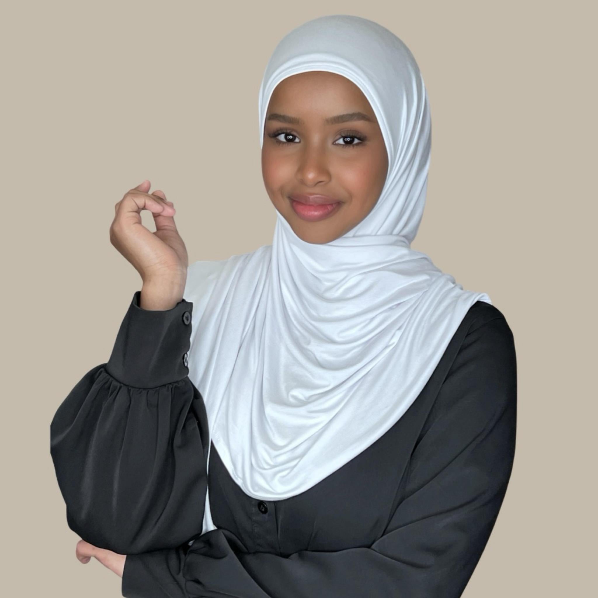 Pre-Sewn Jersey Hijab-White