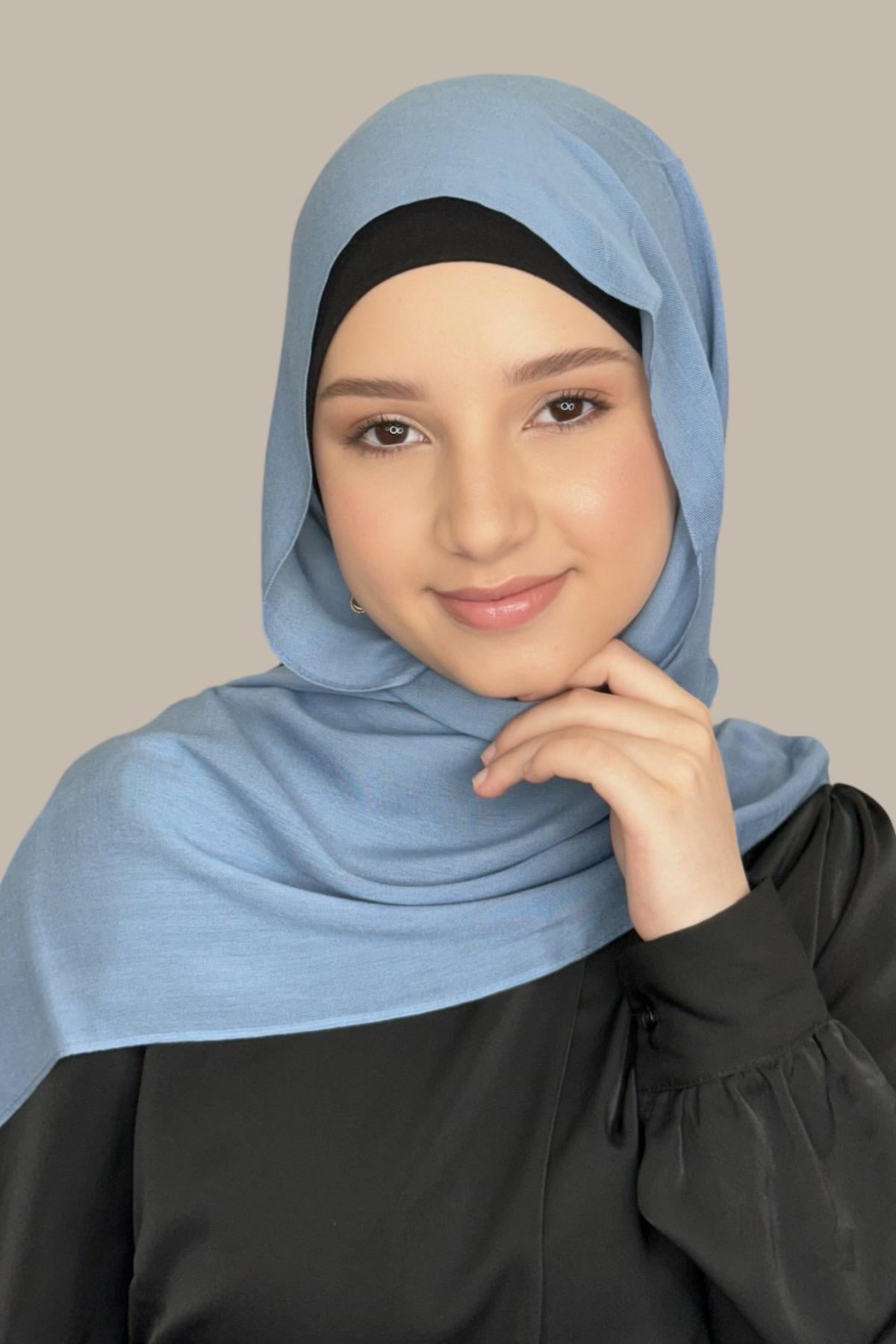 Modish Girl Cotton Modal Hijab-Steel Blue