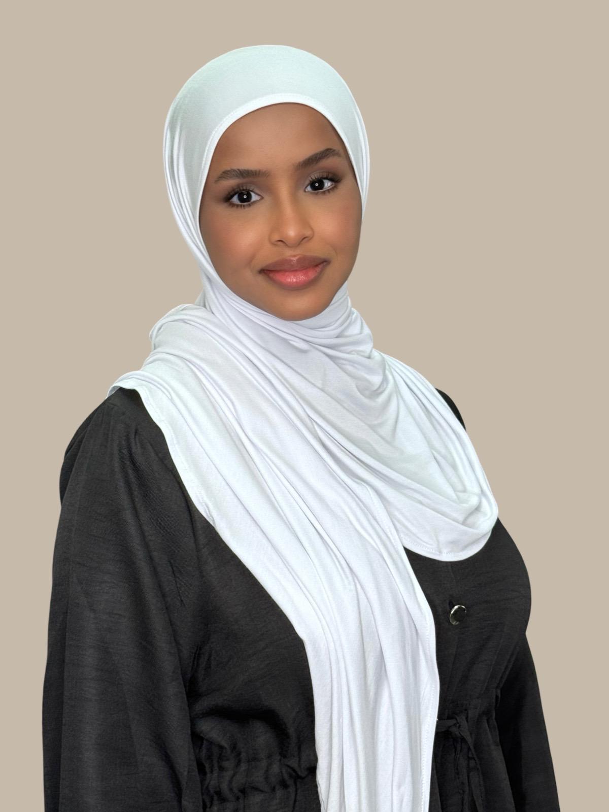 Pre-Sewn Jersey Hijab-White