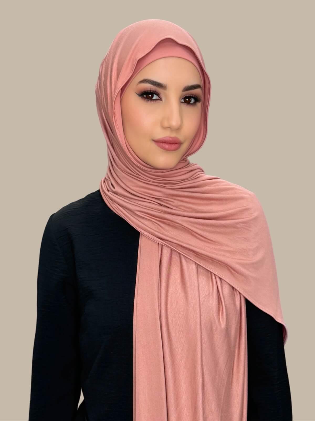 Premium Jersey Hijab-Wood Rose