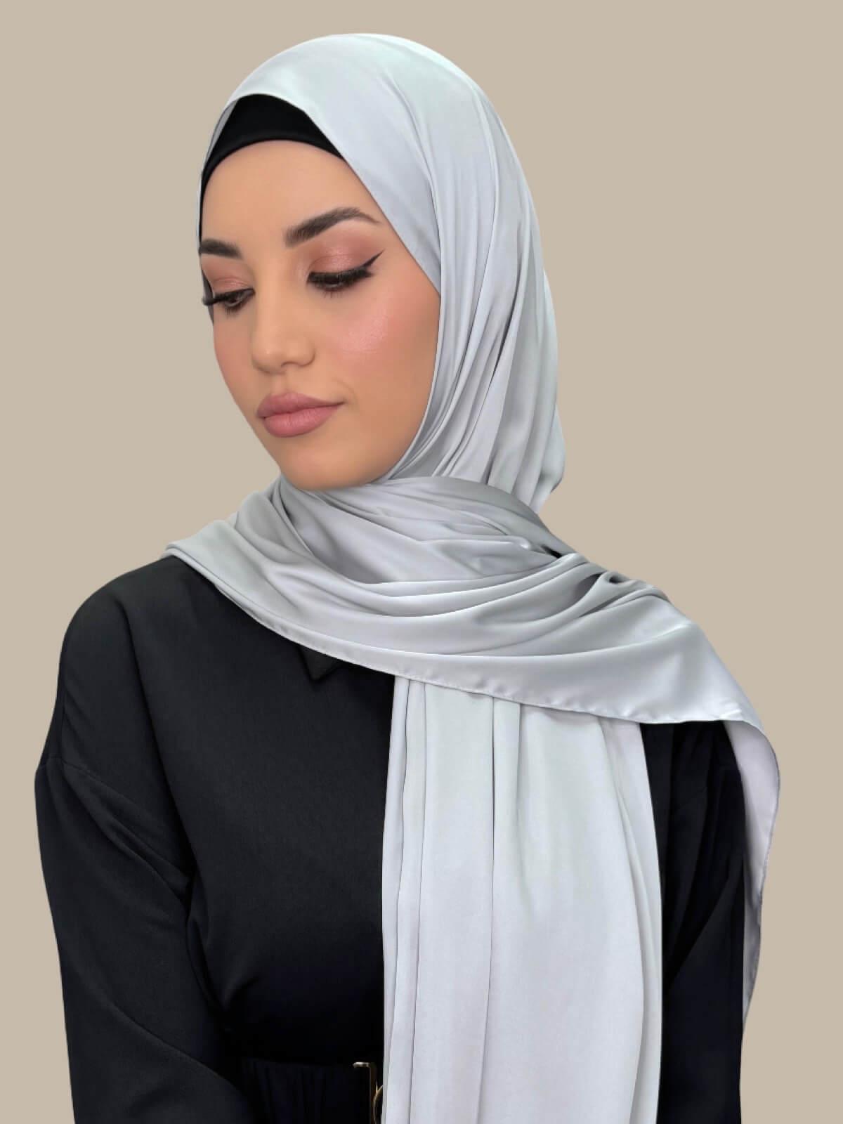 Premium Satin Hijab-Steel Mist