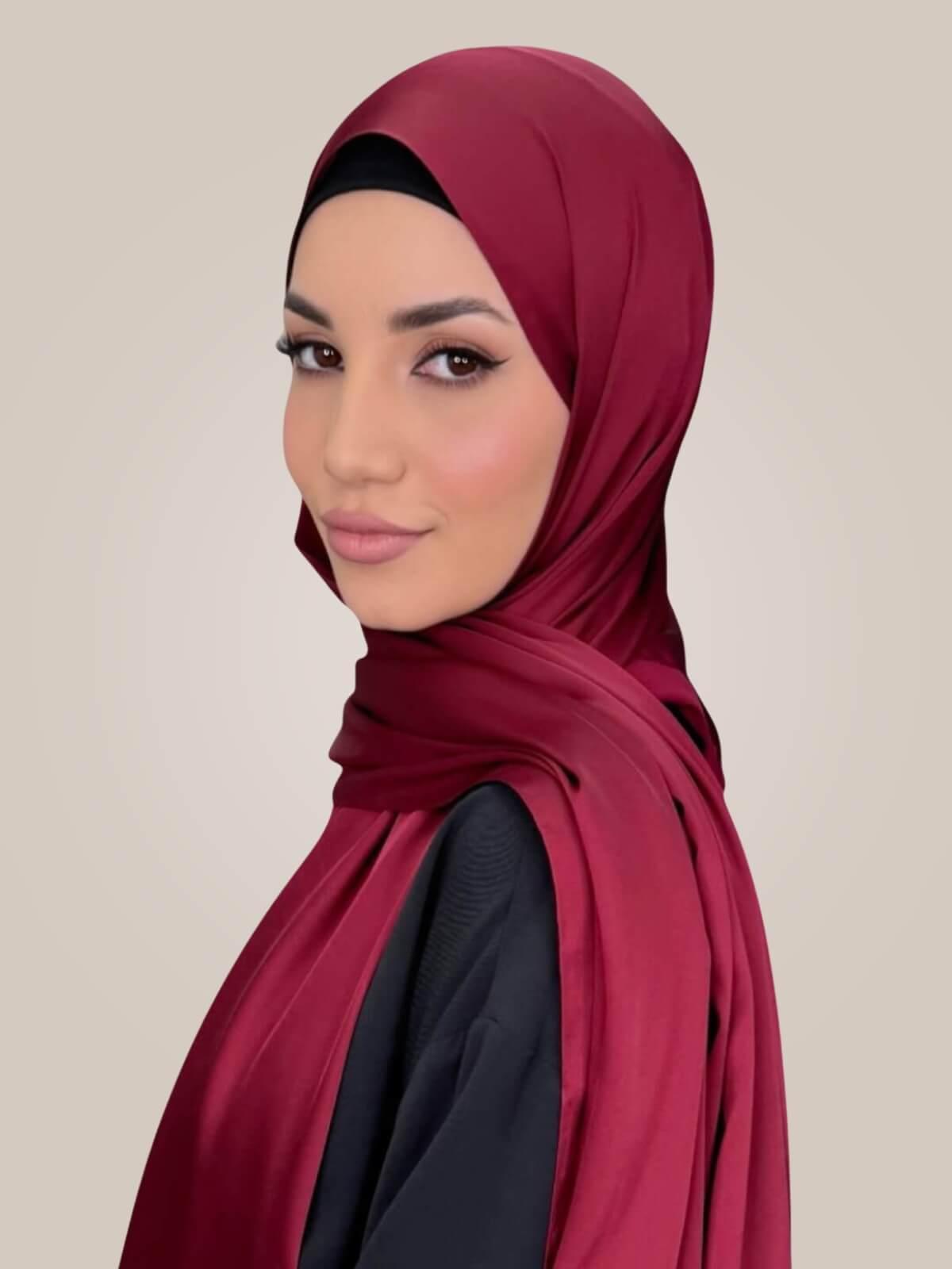 Premium Satin Hijab-Velvet Wine