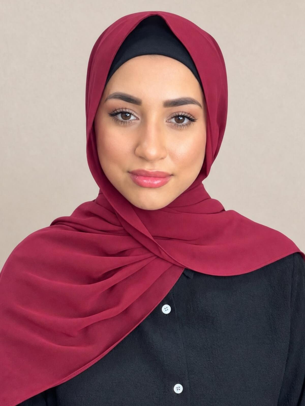 Luxury Chiffon Hijab-Blood Red
