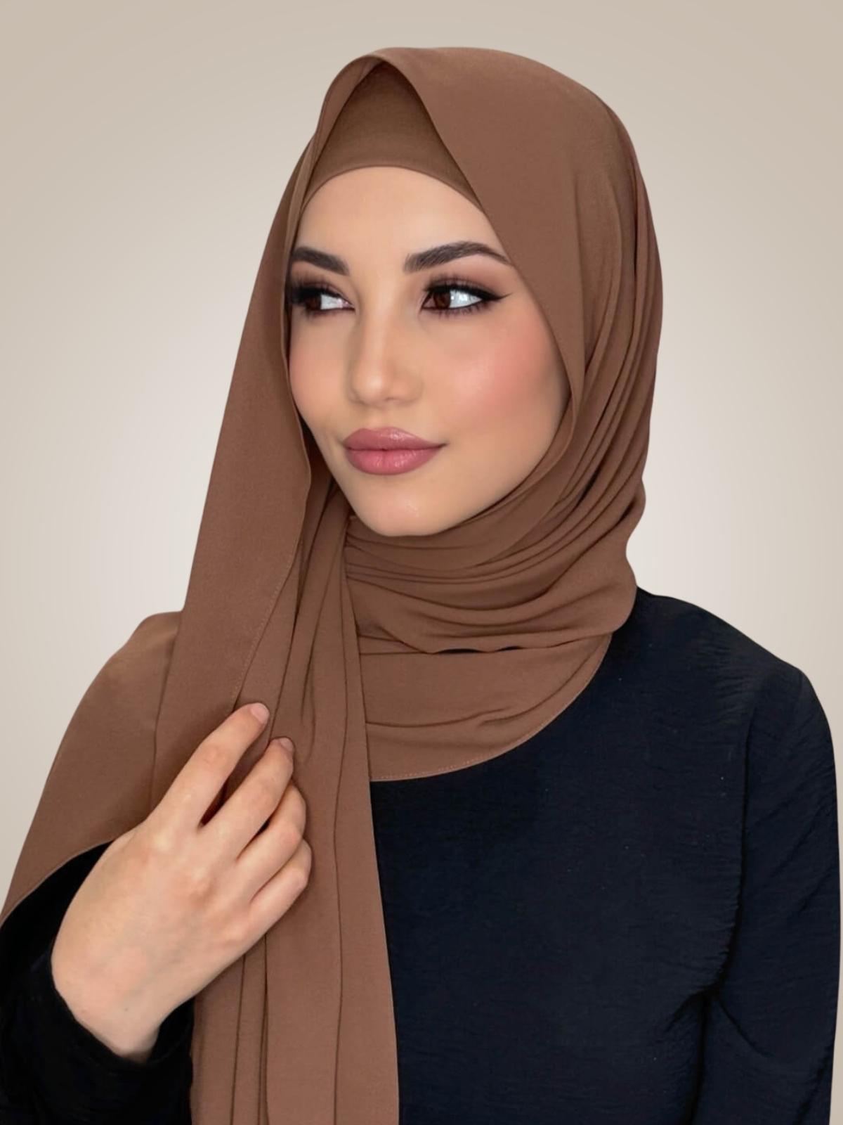 Matching Chiffon Hijab Set-Cinnamon