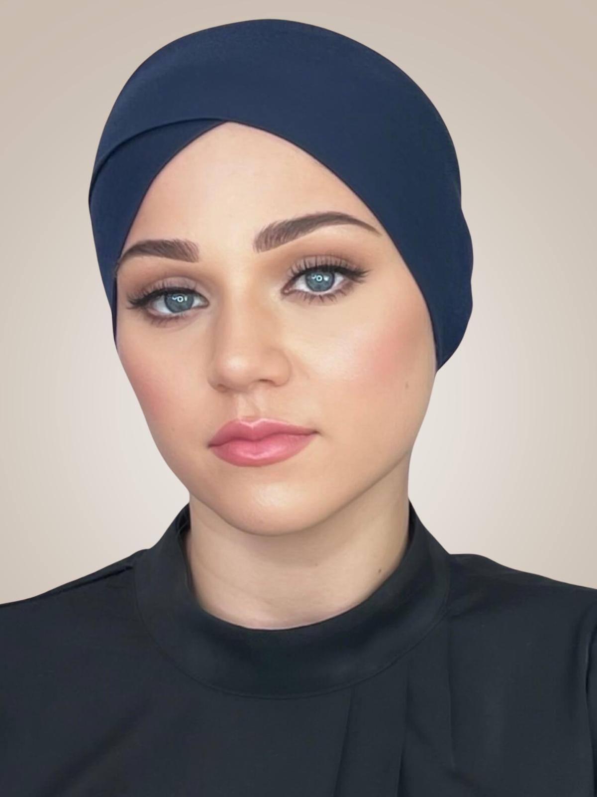Premium Jersey Cross Front Underscarf-Navy