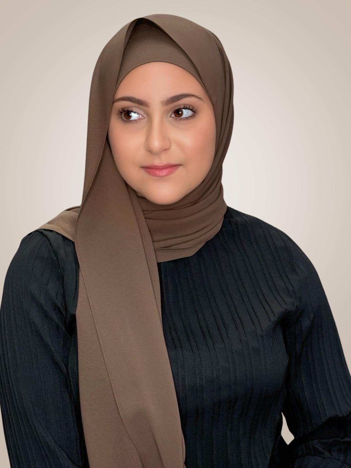 Modish Girl Matching Chiffon Hijab Set-Swiss Brown