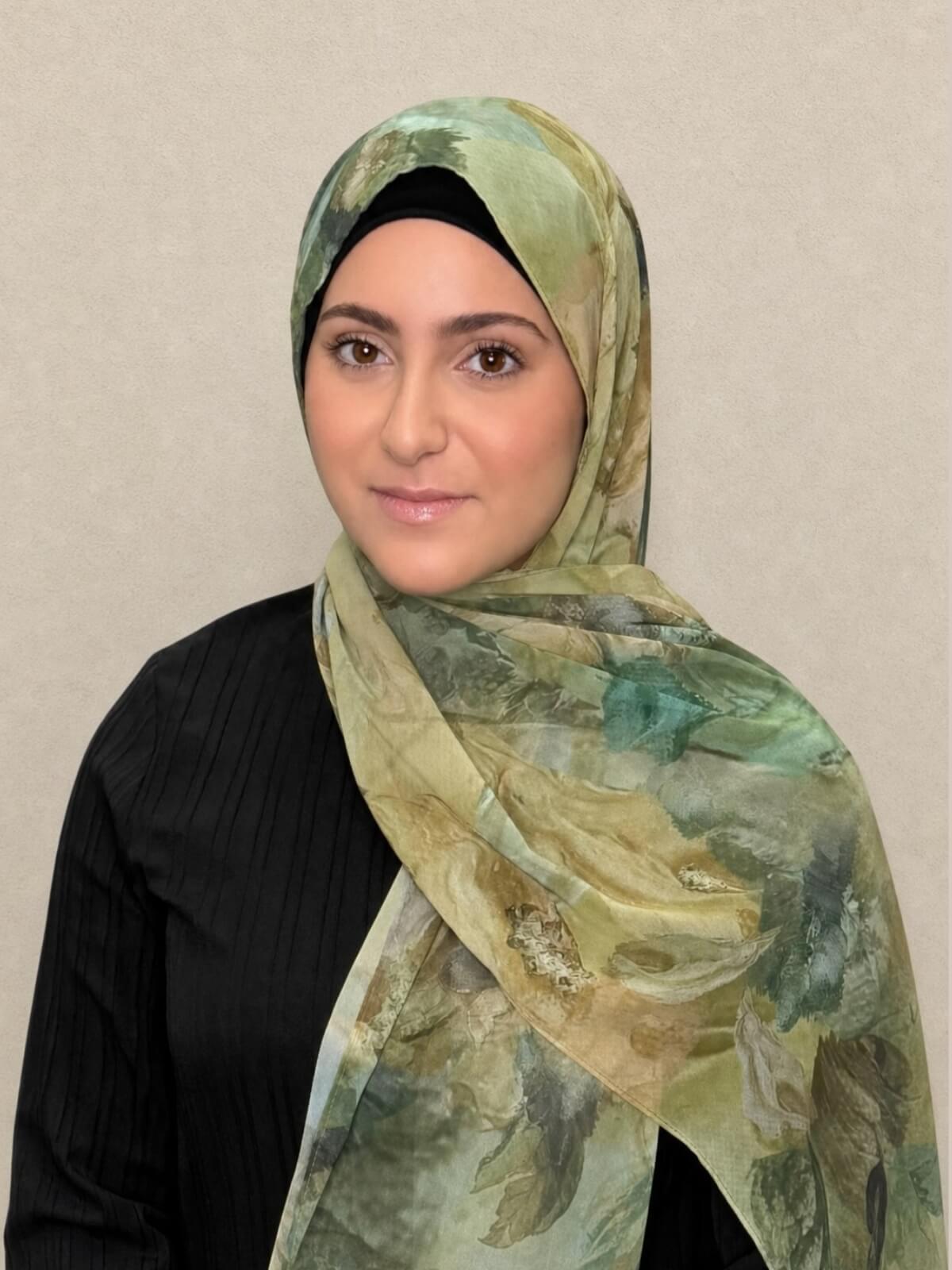Modish Girl Printed Chiffon Hijab- Willow Drift