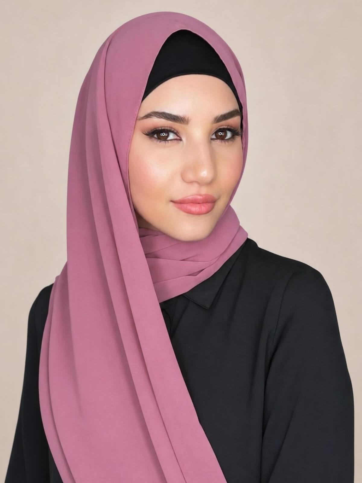 Luxury Chiffon Hijab-Pale Rose