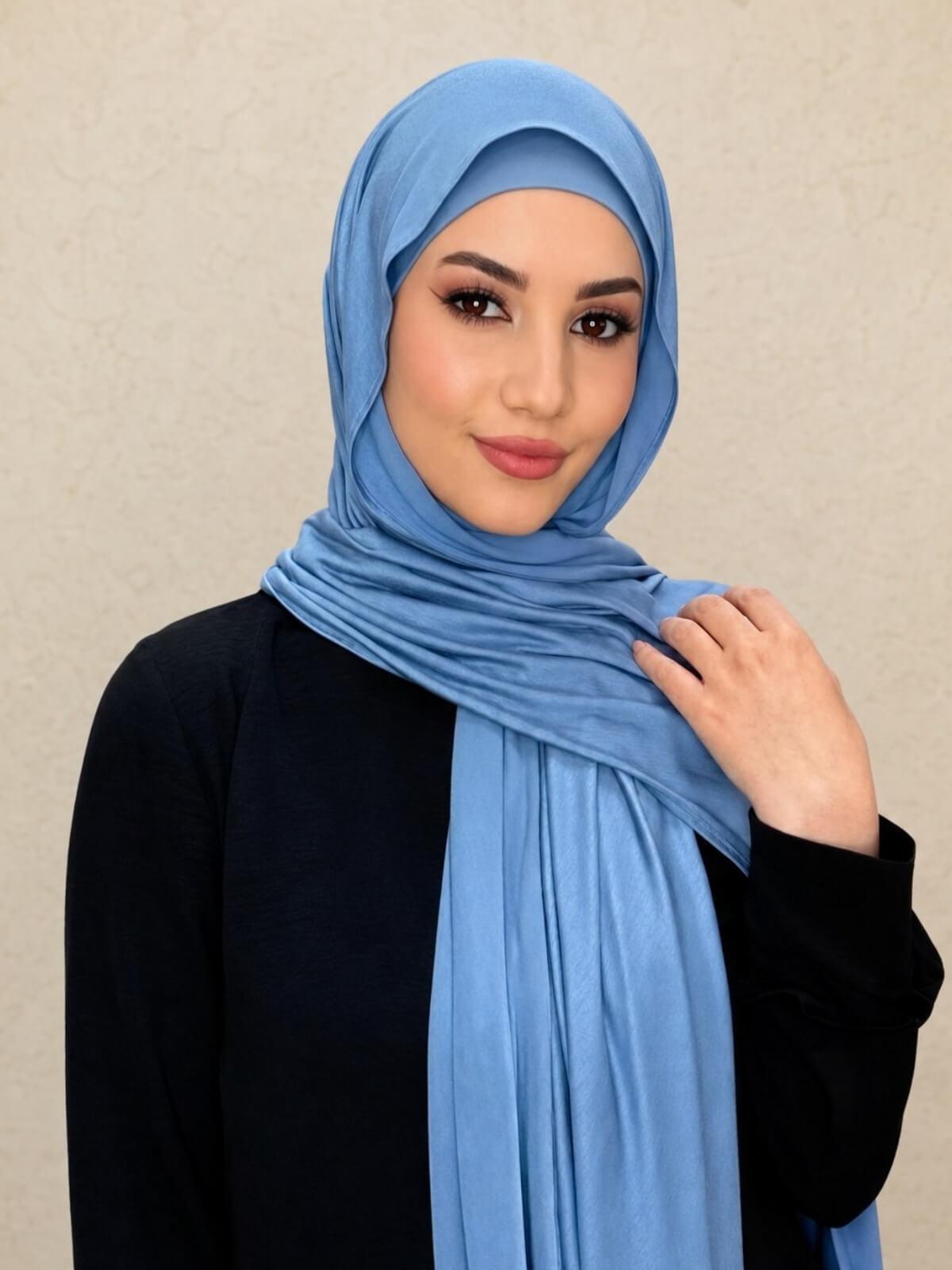 Premium Jersey Hijab-Blue Grey