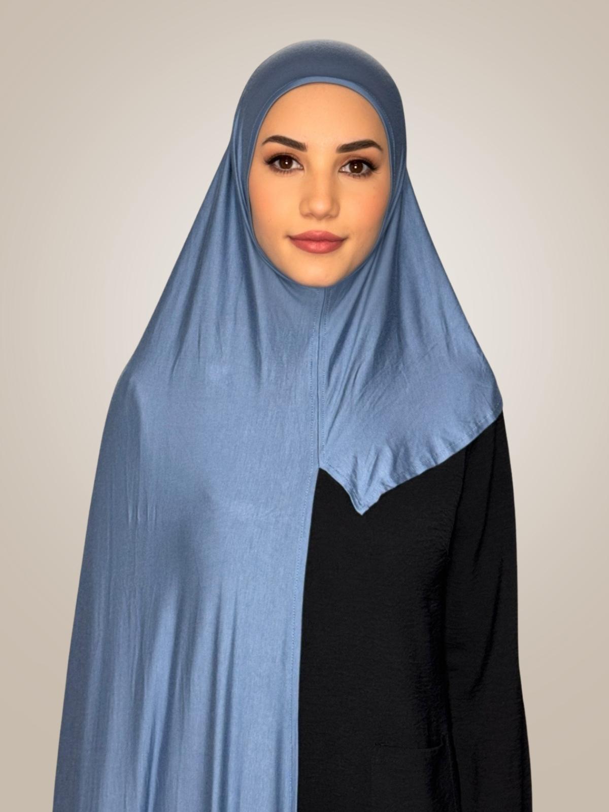 Pre-Sewn Jersey Hijab-Blue Grey