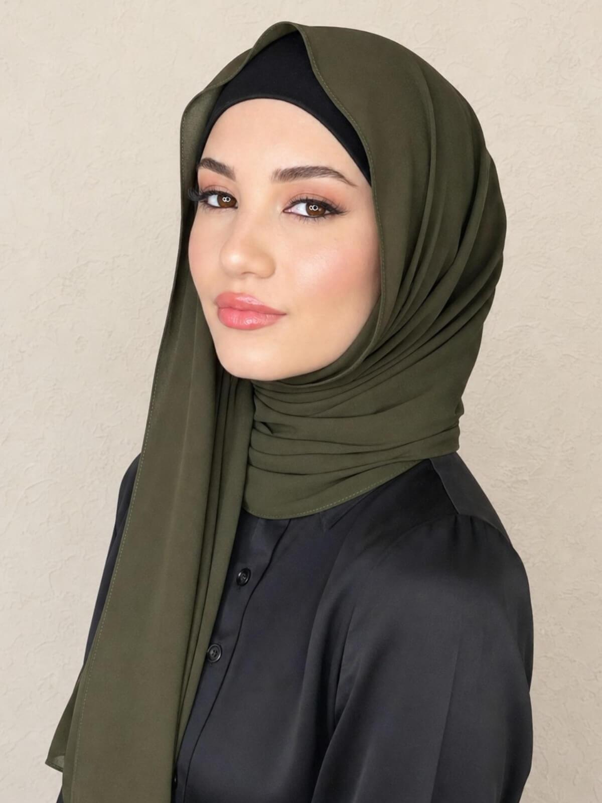 Classic Chiffon Hijab-Uniform Green