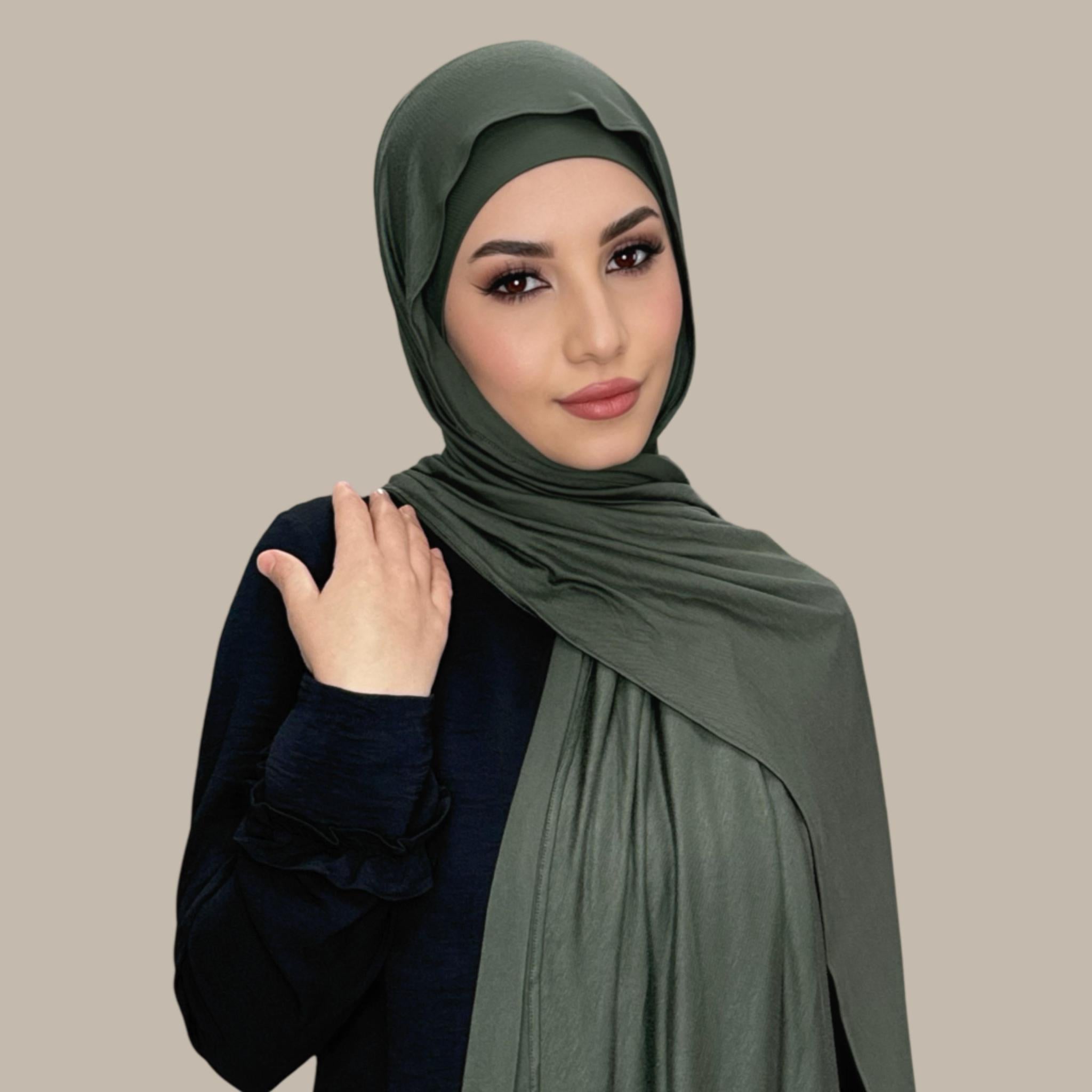 Premium Jersey Hijab-Army Green