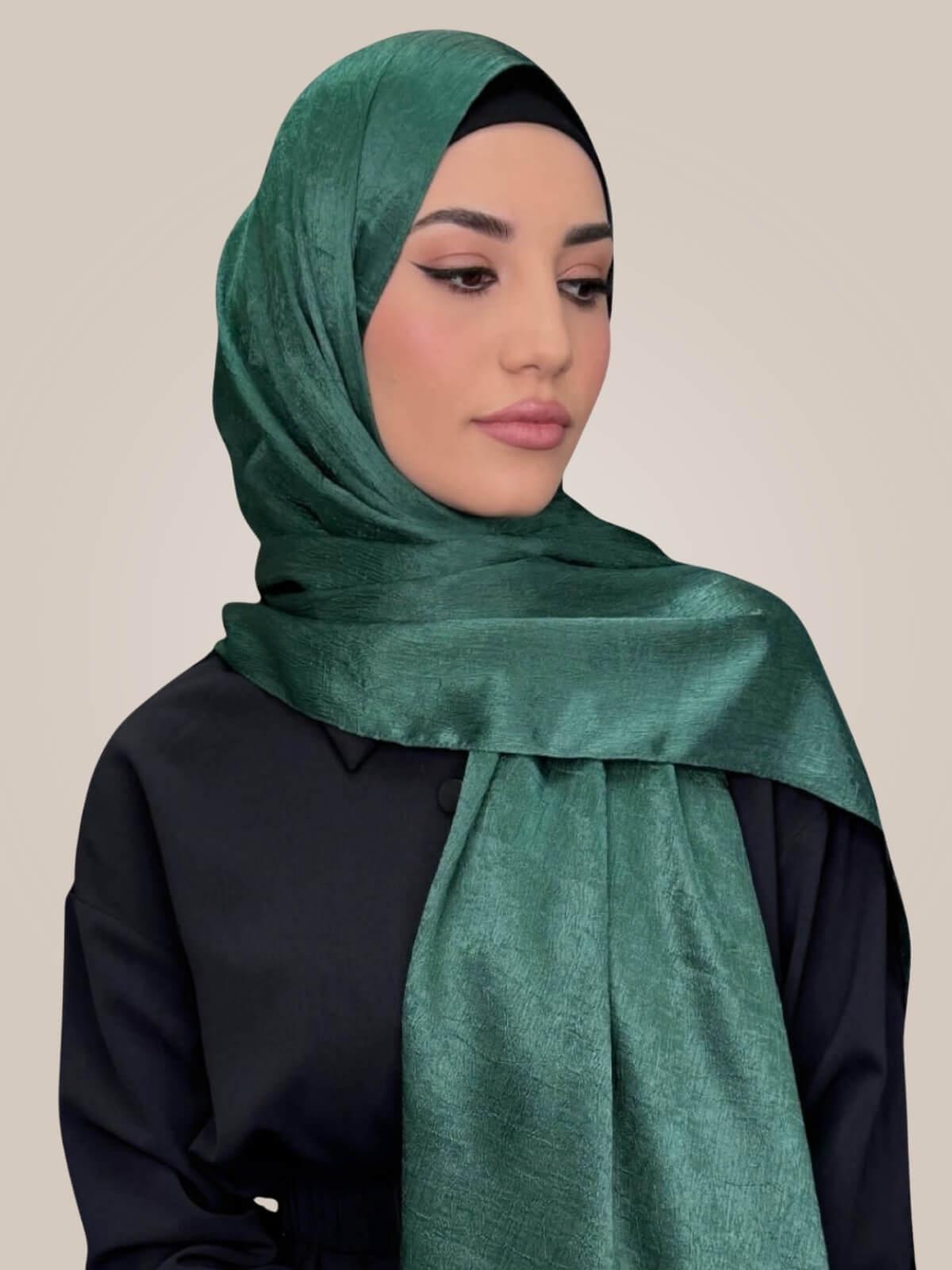 Classic Satin Hijab-Dark Green