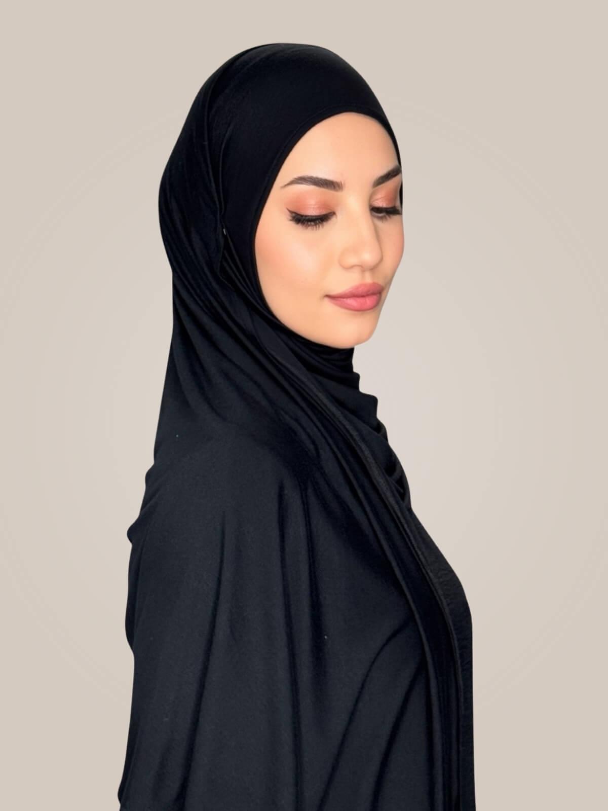 Pre-Sewn Jersey Hijab-Black
