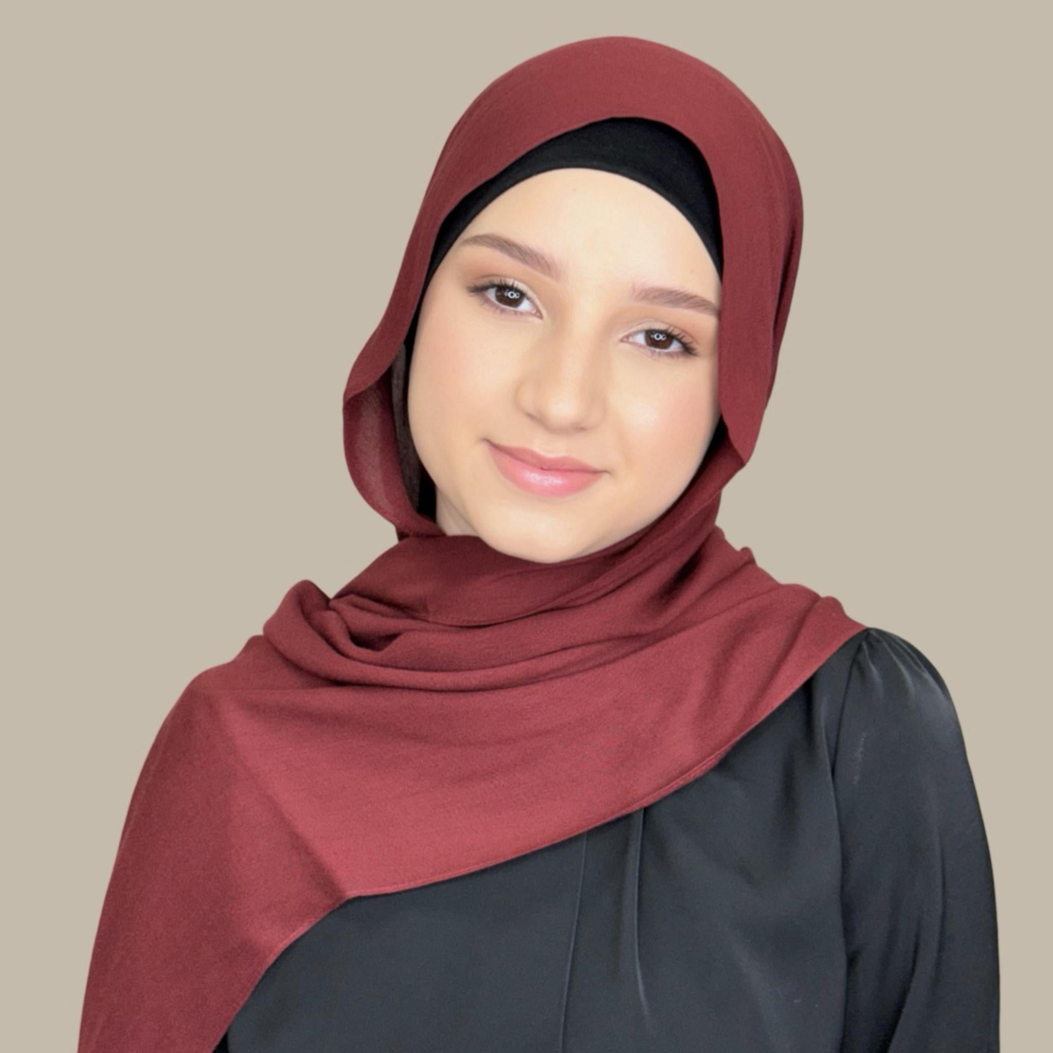 Modish Girl Cotton Modal Hijab-Jam Red - Modish Hijab