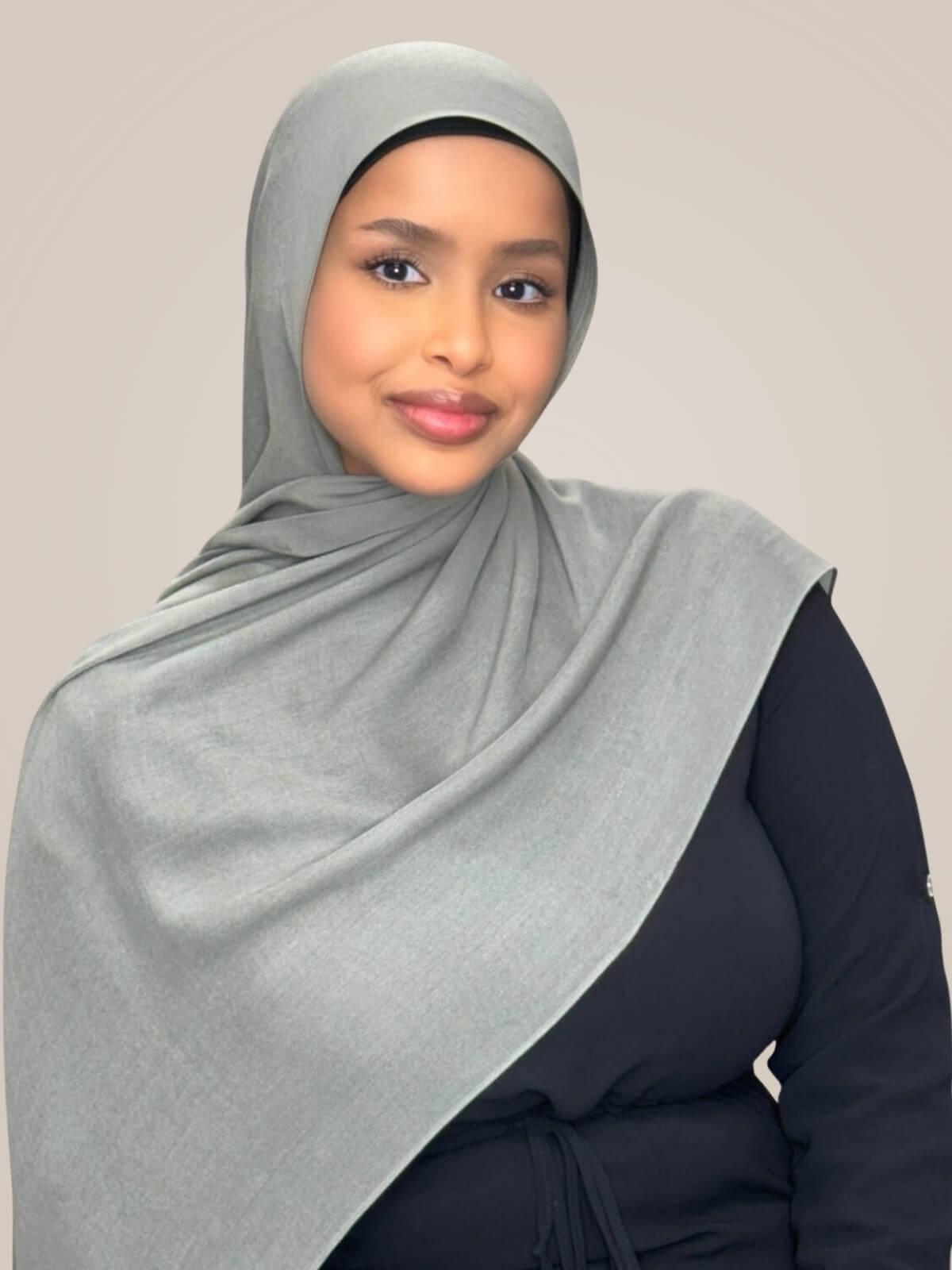 Cotton Modal Hijab-Slate Green