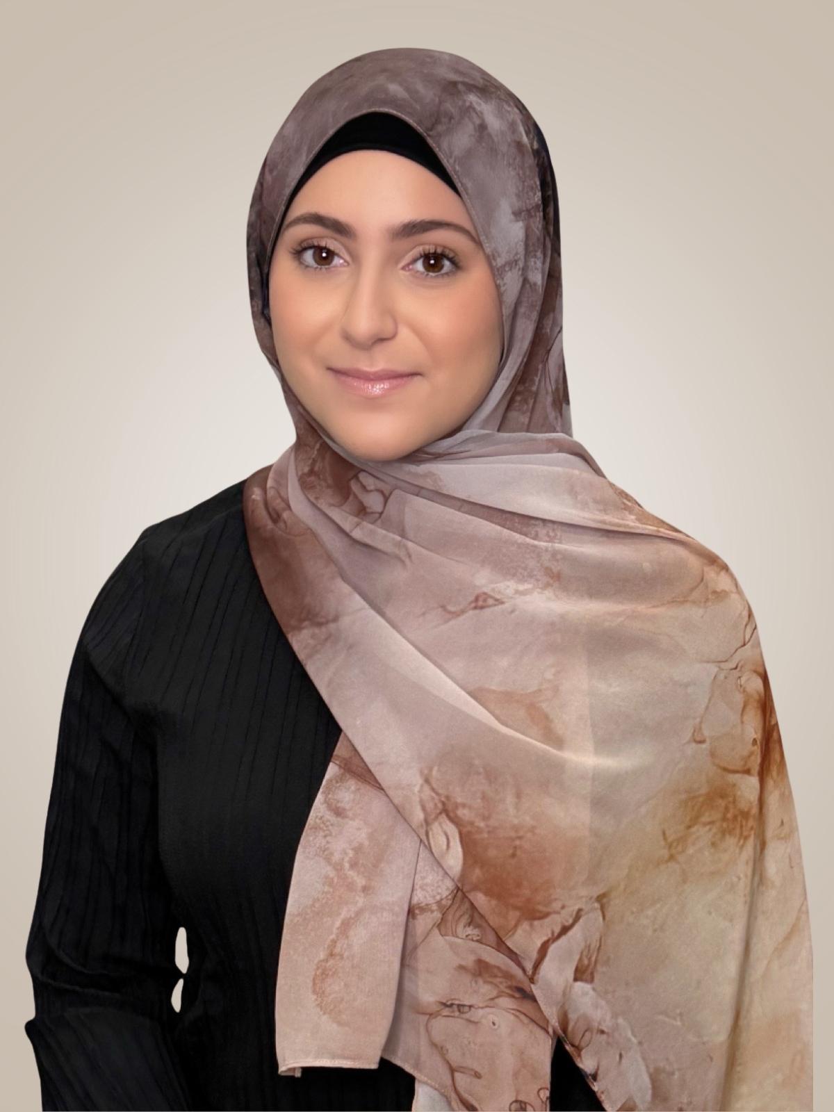 Modish Girl Printed Chiffon Hijab- Desert Dust