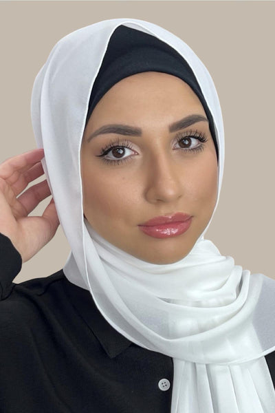 White Chiffon Hijab Square 40 x 40 / Winter White / Chiffon