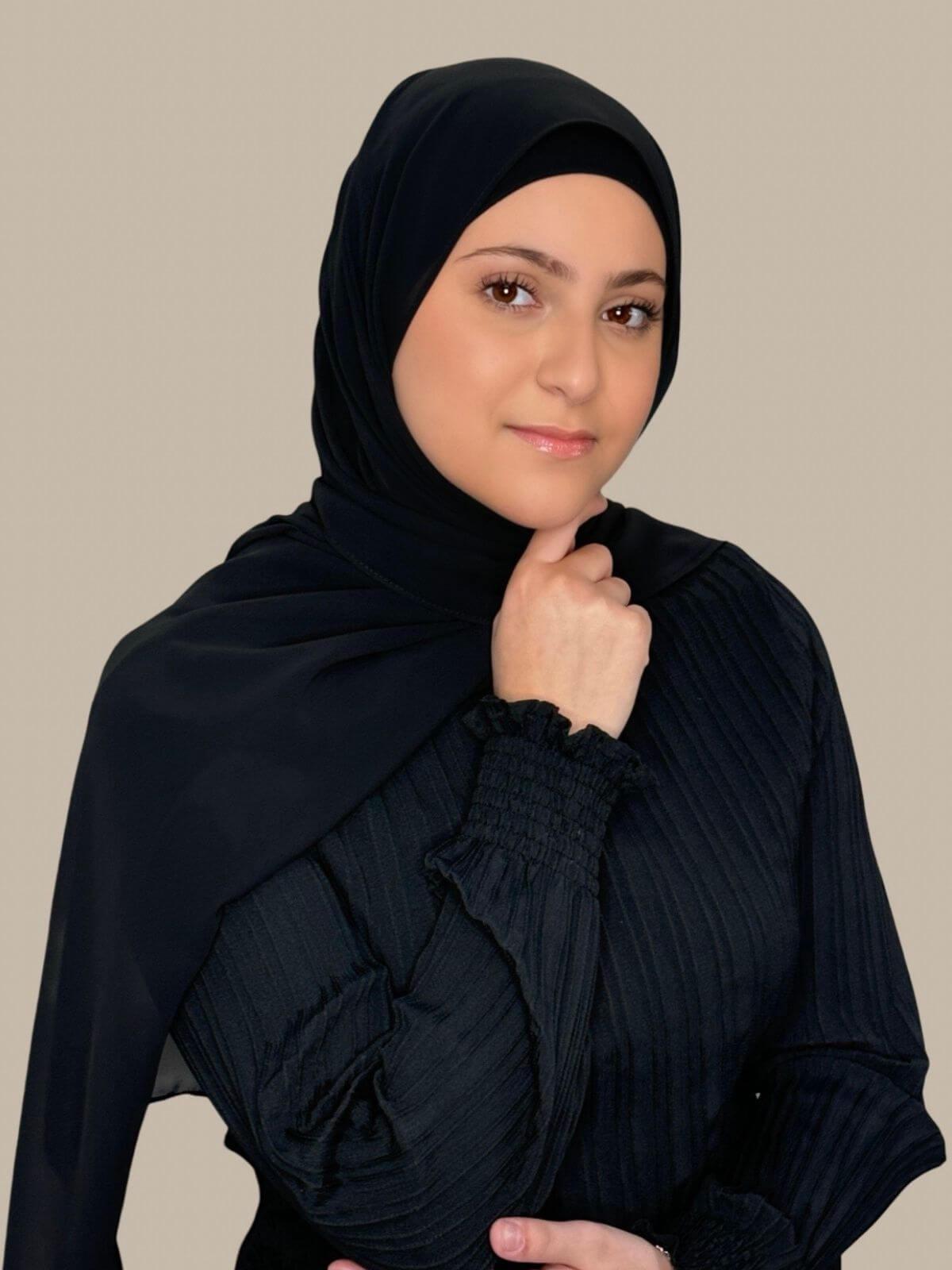 Modish Girl Luxury Chiffon Hijab-Black