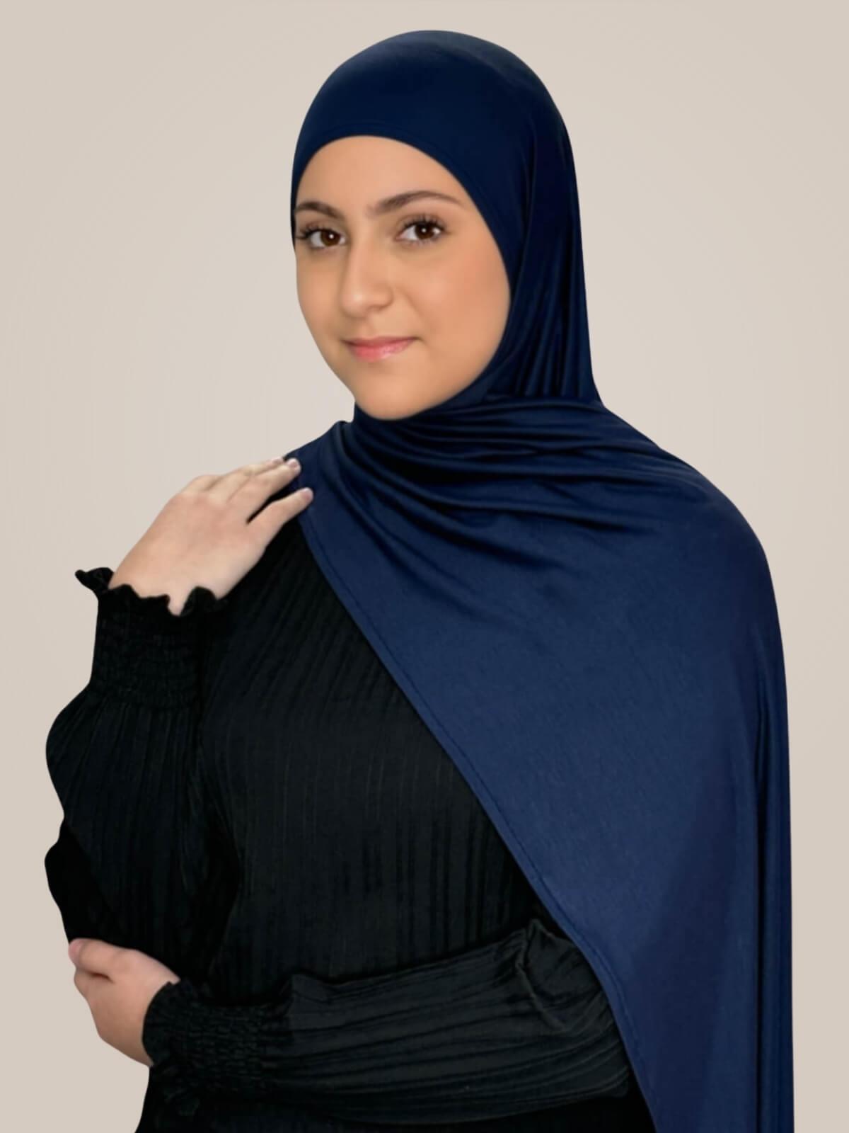Modish Girl Pre-Sewn Jersey Hijab-Navy