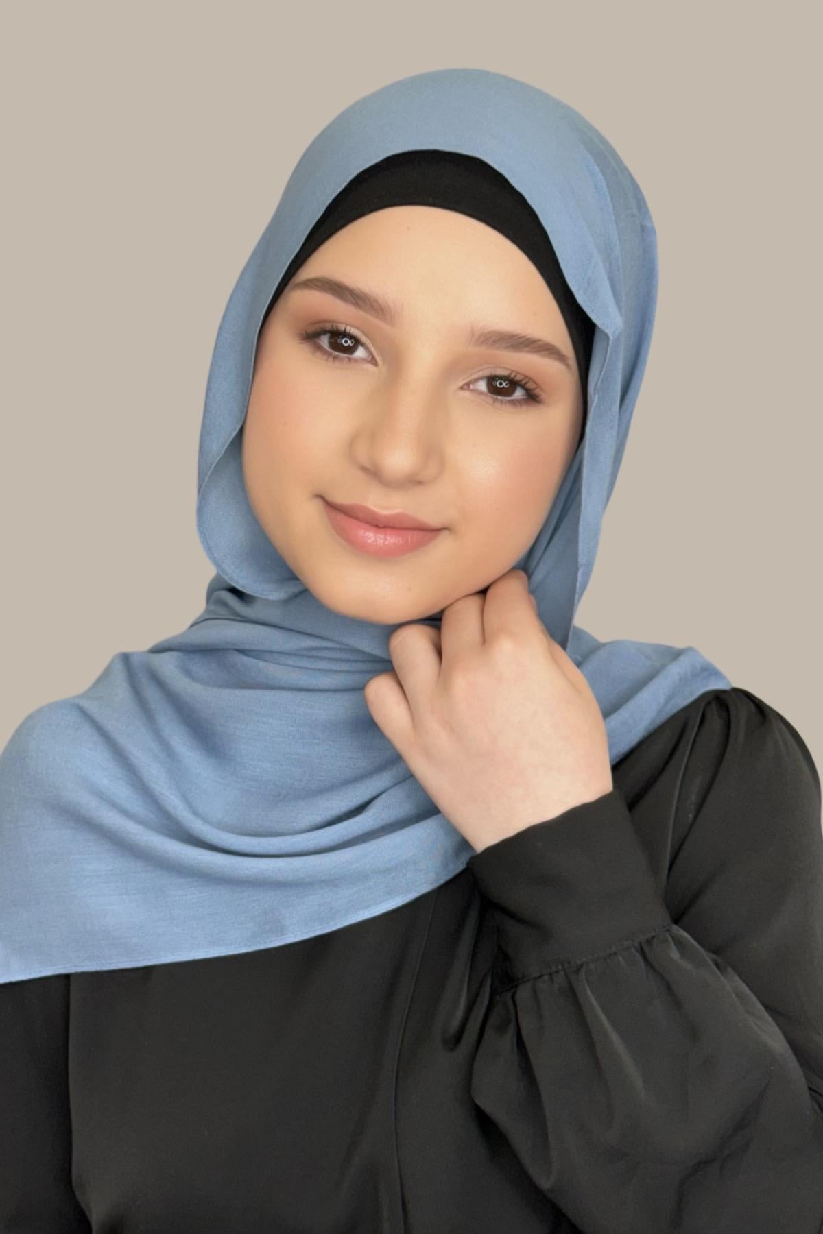 Modish Girl Cotton Modal Hijab-Steel Blue