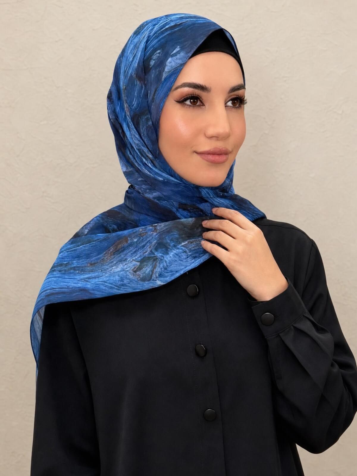 Printed Chiffon Hijab-Ocean Mist