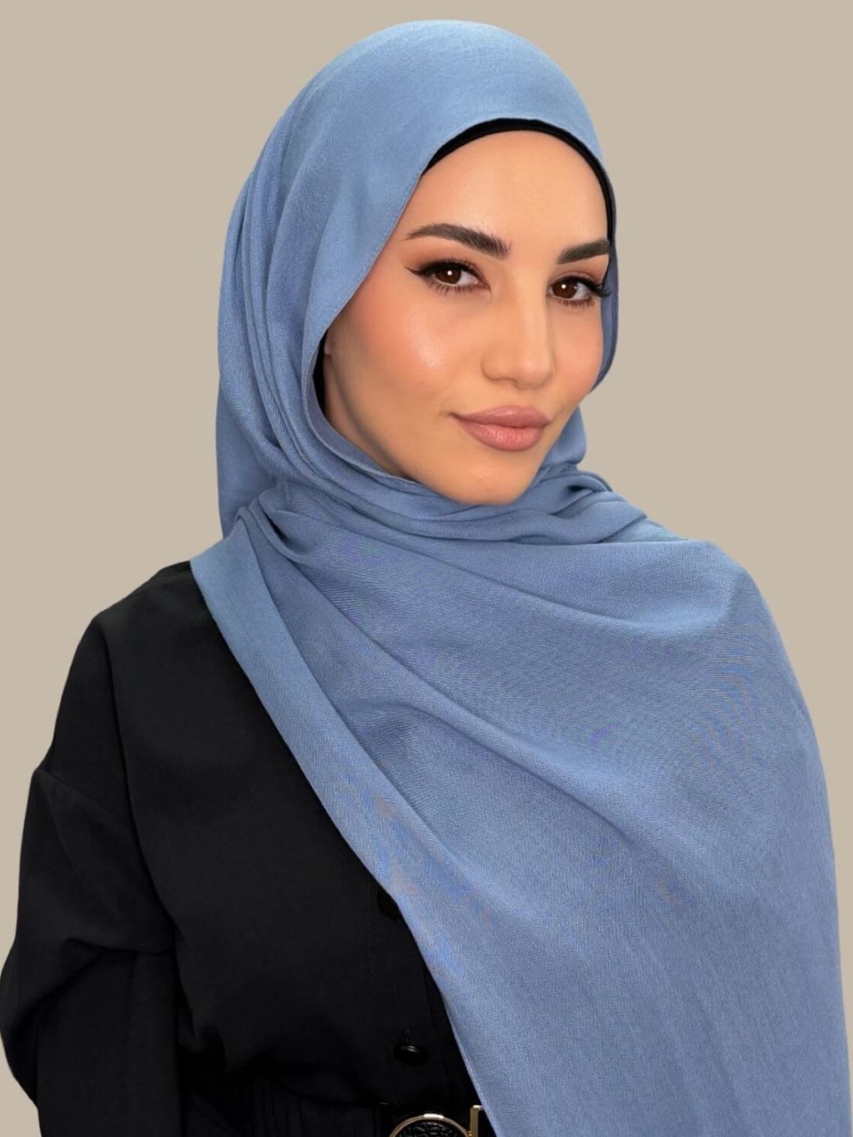Cotton Modal Hijab-Steel Blue
