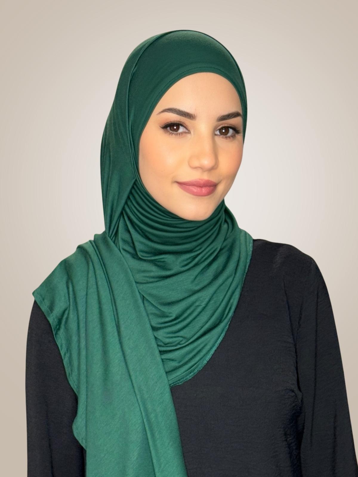 Pre-Sewn Jersey Hijab-Forrest Green