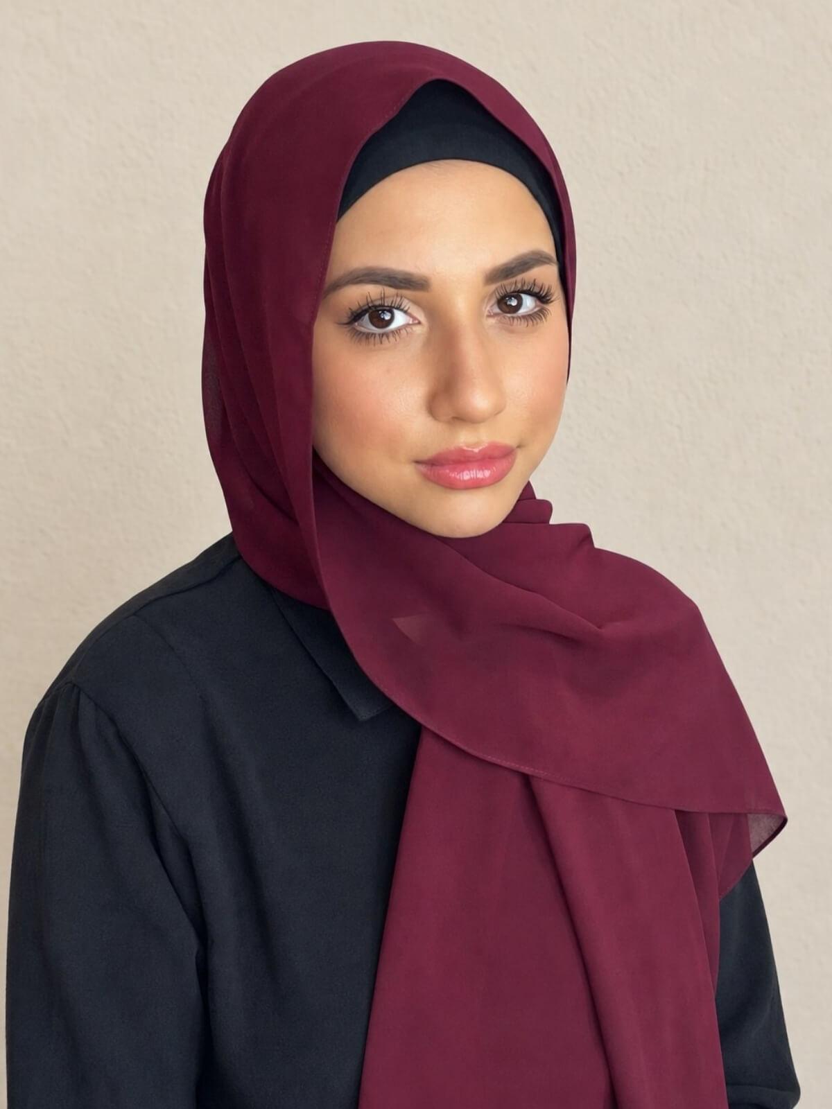 Luxury Chiffon Hijab-Mahogany