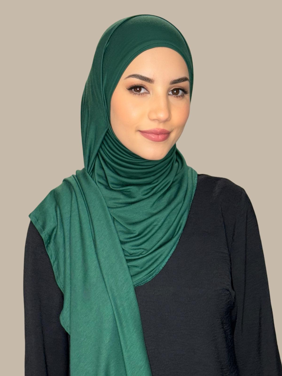 Pre-Sewn Jersey Hijab-Forrest Green