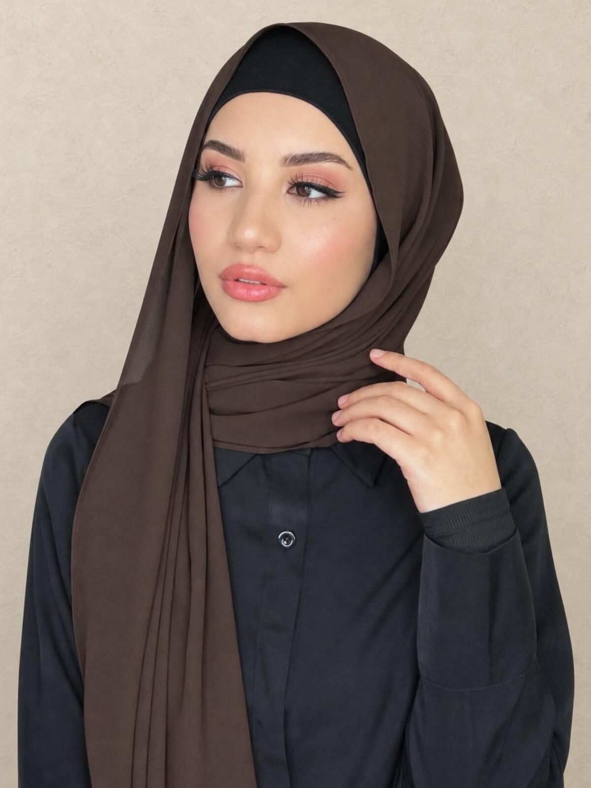 Luxury Chiffon Hijab-Brown