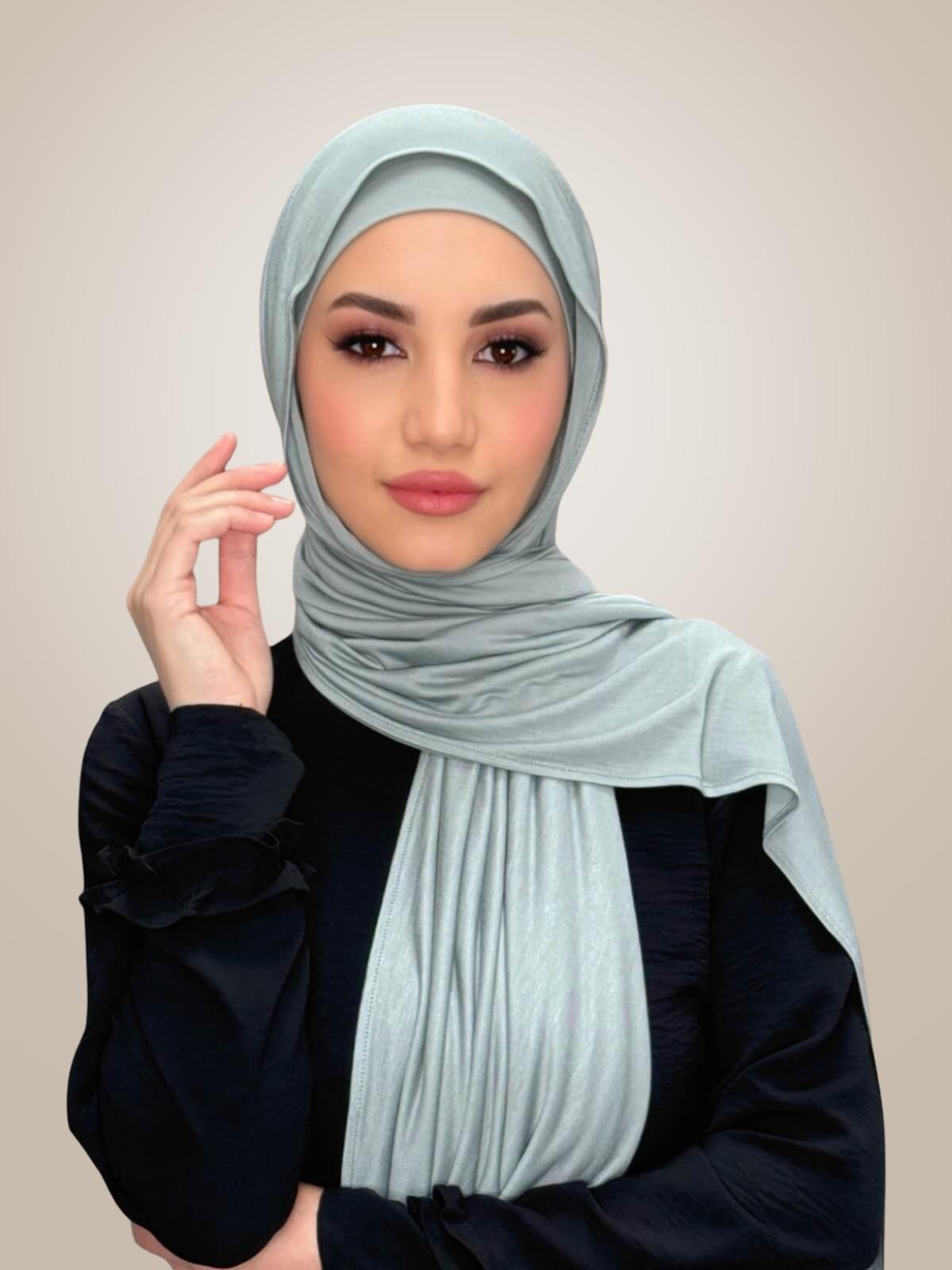 Premium Jersey Hijab-Stone Green