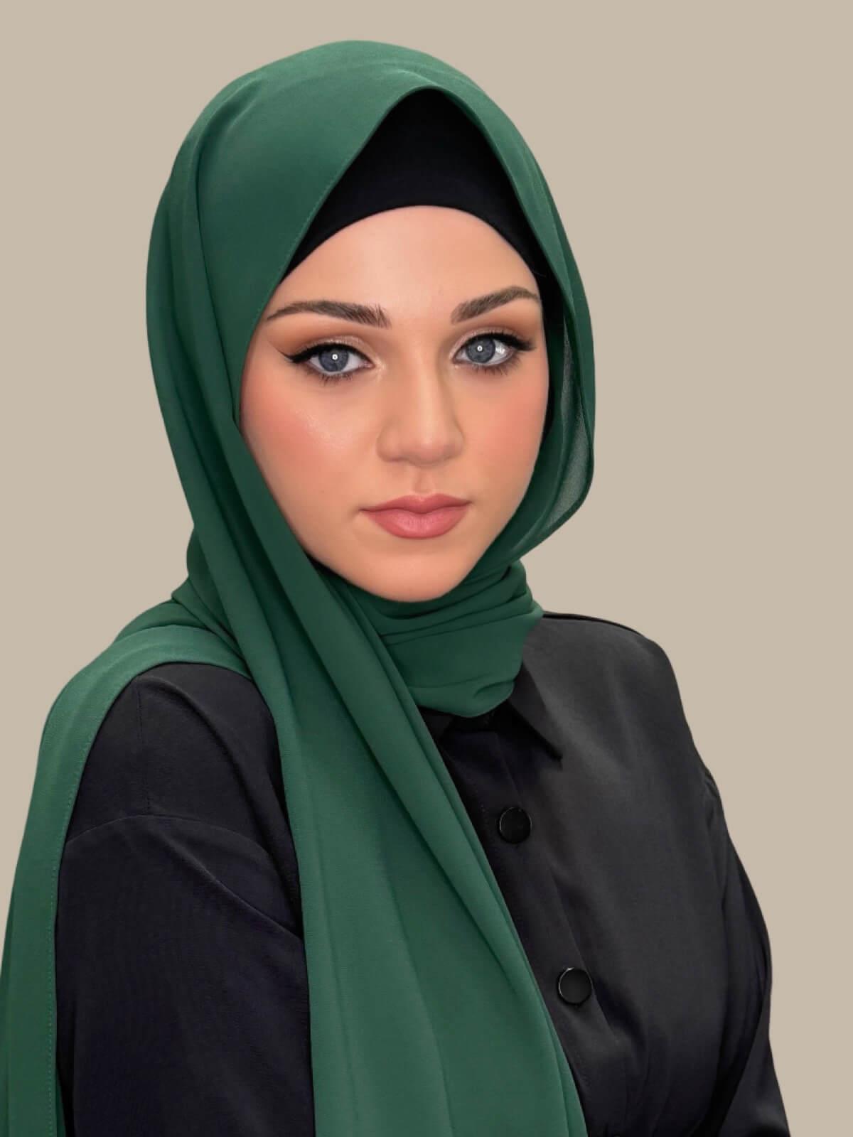 Classic Chiffon Hijab-Forrest Green