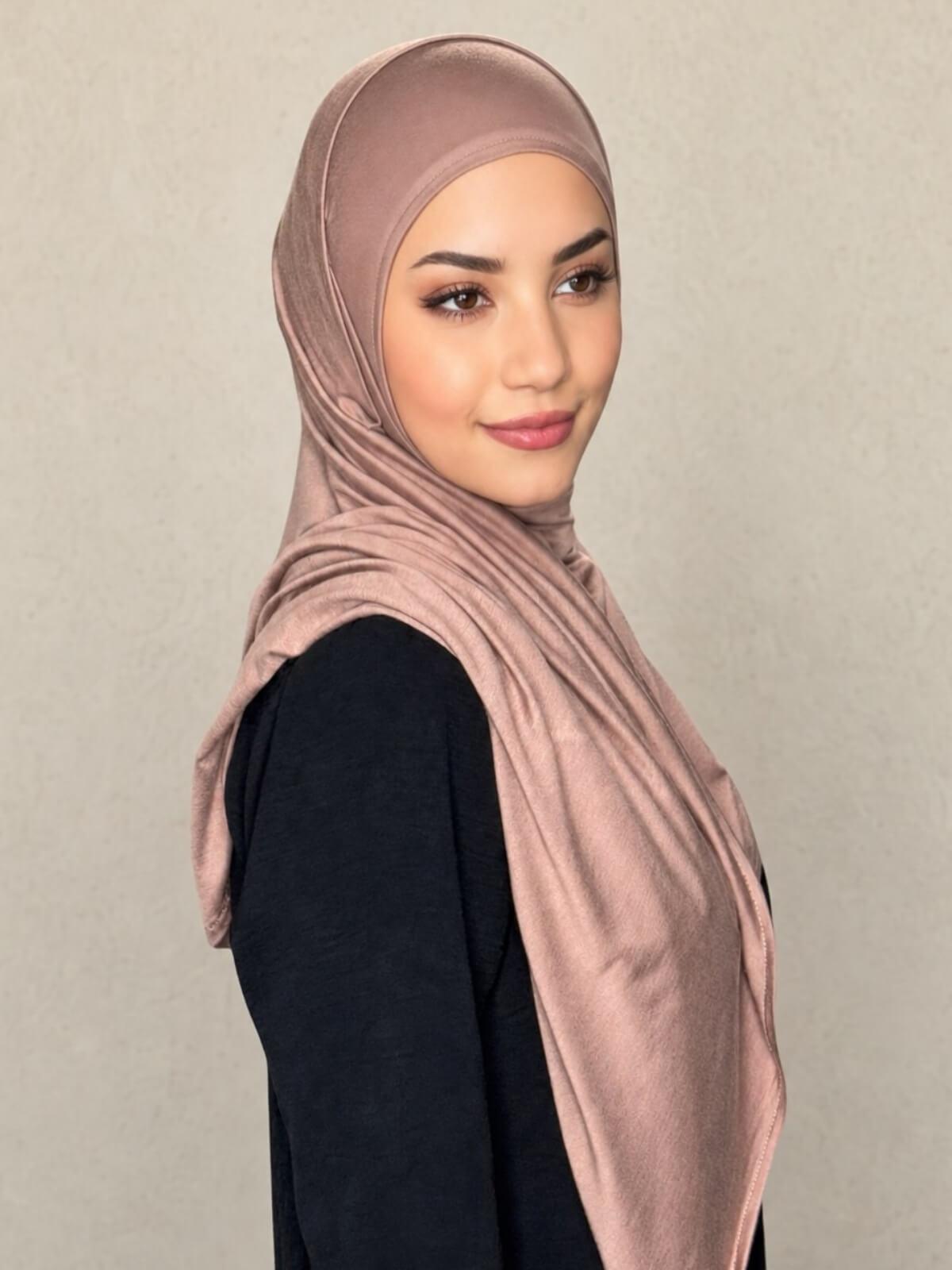Pre-Sewn Jersey Hijab-Pale Taupe
