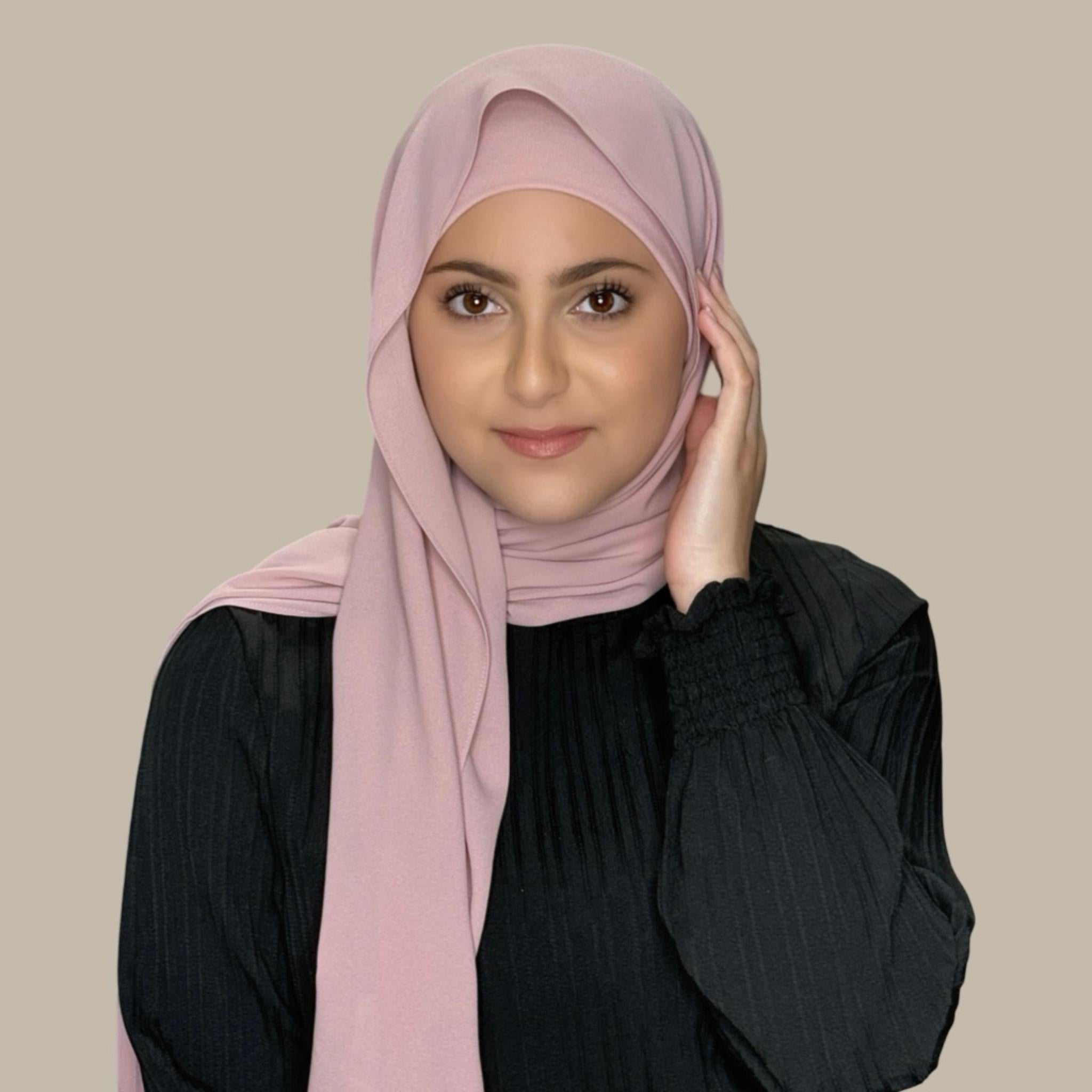 Modish Girl Matching Chiffon Hijab Set-Blush Rose