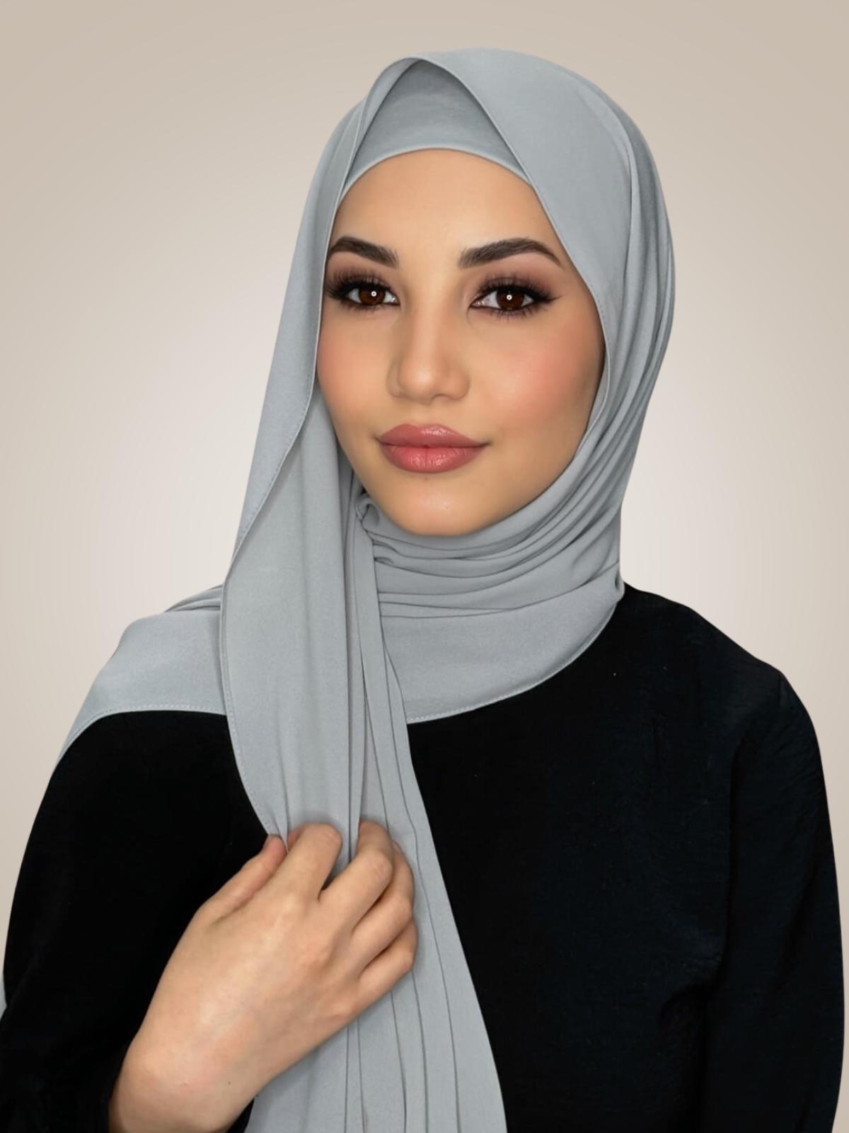 Matching Chiffon Hijab Set-Dolphin Gray