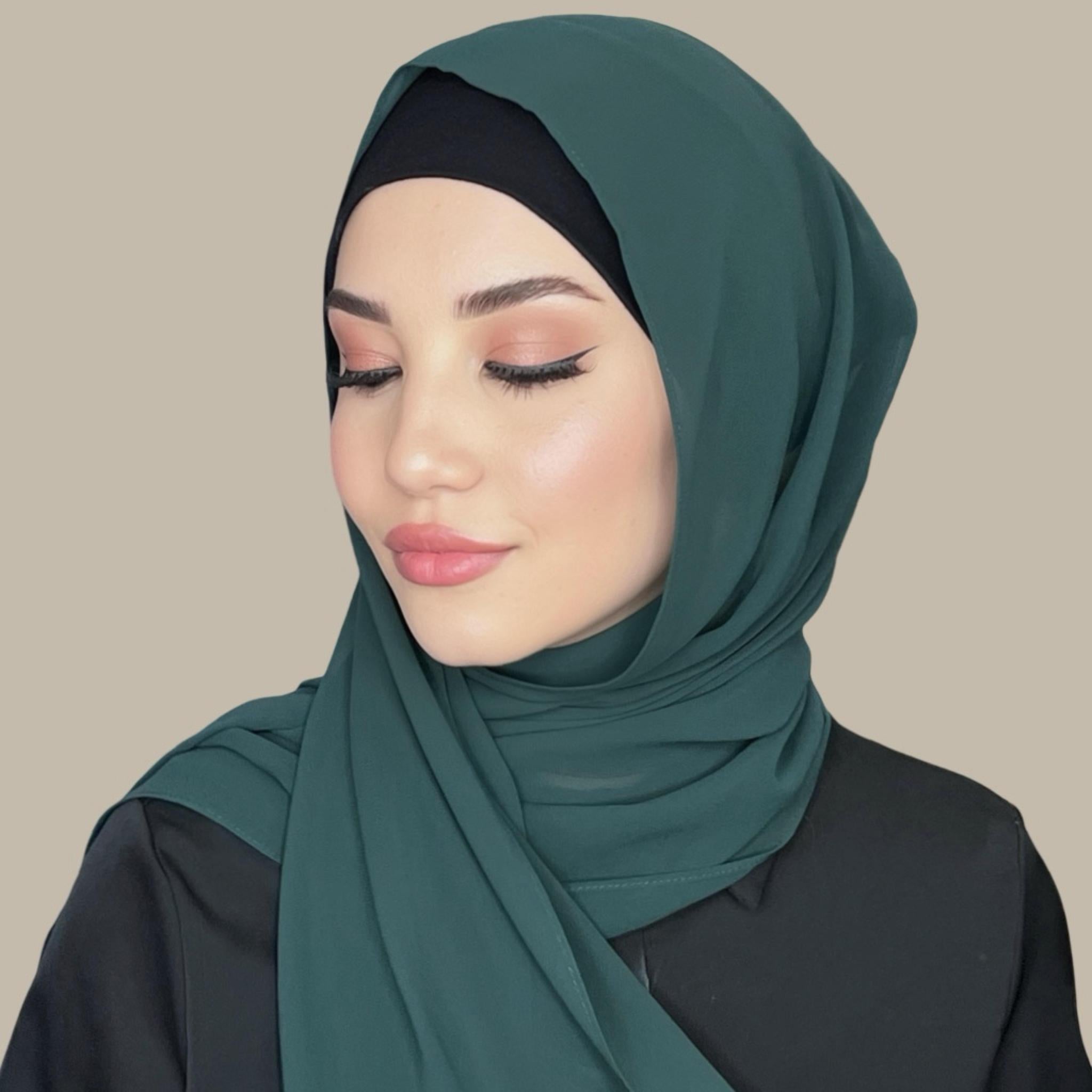 Luxury Chiffon Hijab-Deep Green - Modish Hijab