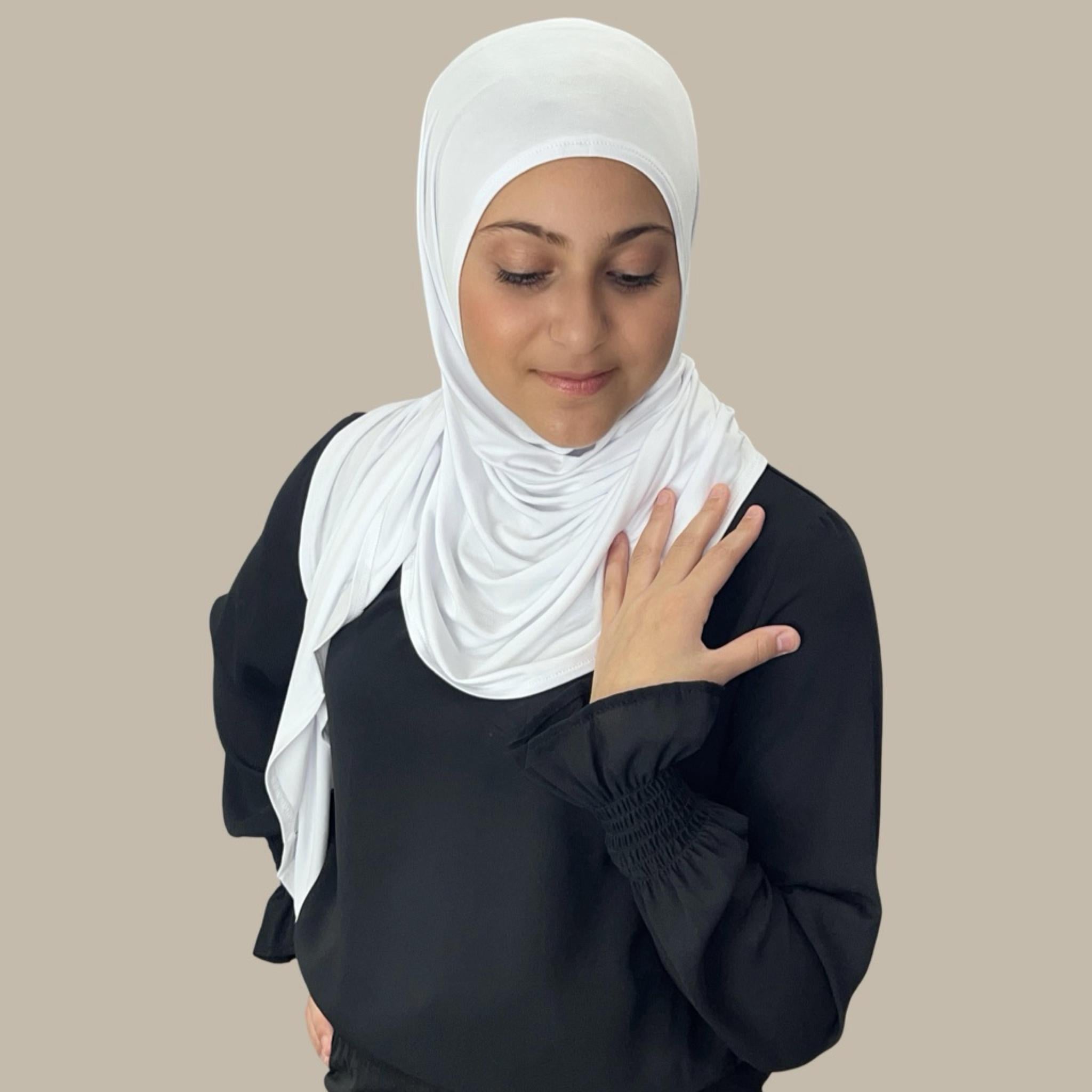 Modish Girl Pre-Sewn Jersey Hijab-White