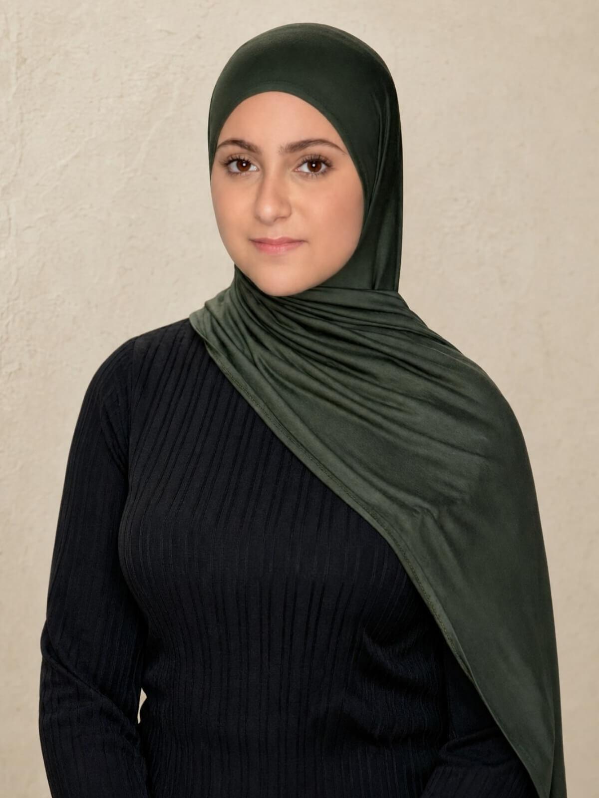 Modish Girl Pre-Sewn Jersey Hijab-Army Green