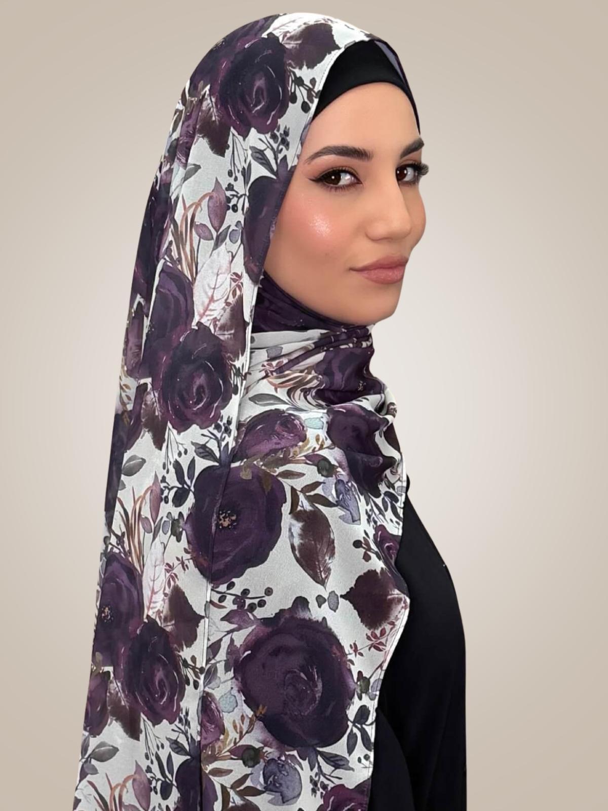 Printed Chiffon Hijab-Plum Orchid